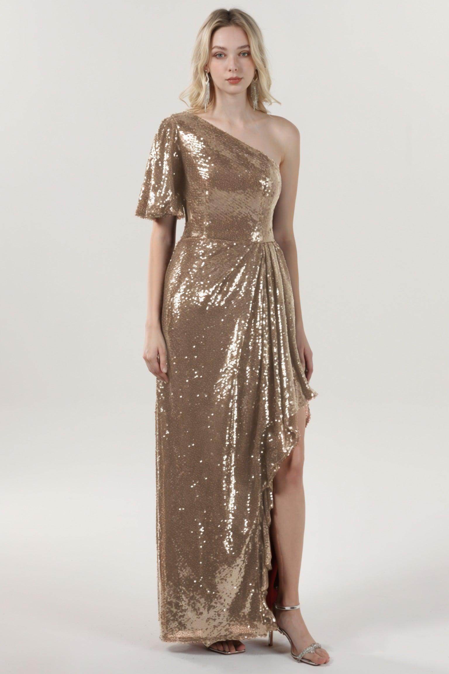 Sheath-Column Maxi Sequined Formal Dress CS0620
