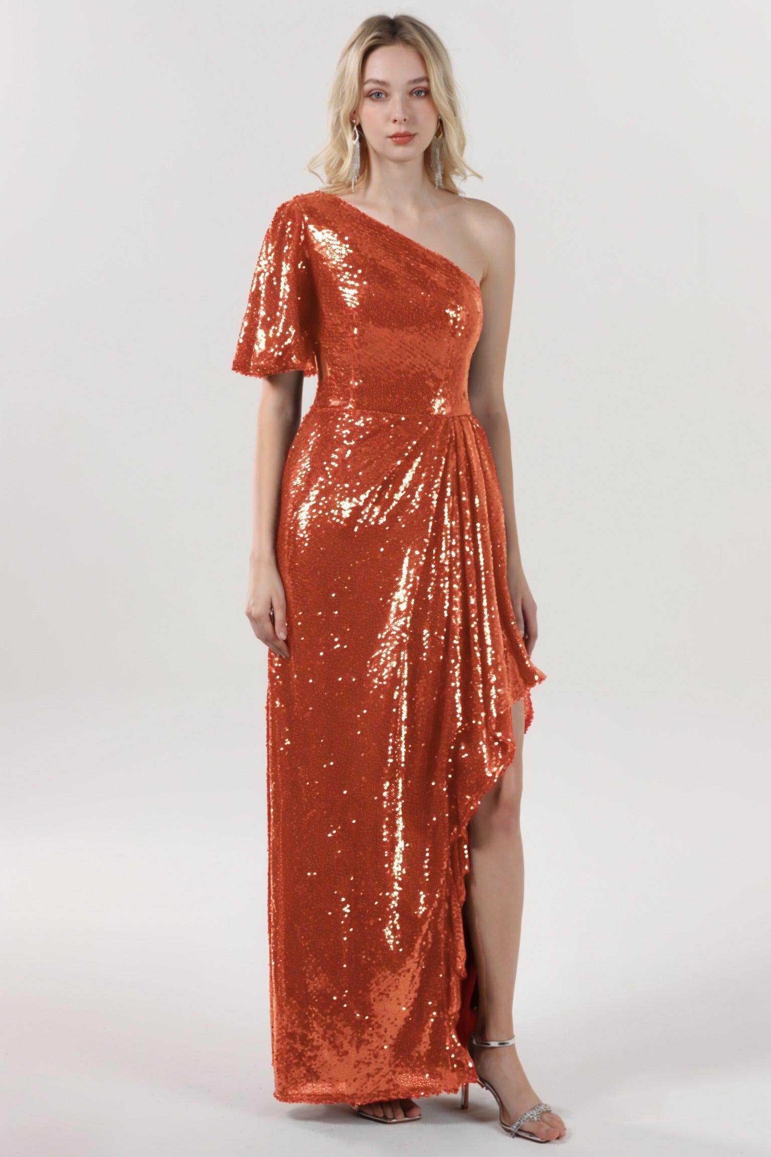 Sheath-Column Maxi Sequined Formal Dress CS0620