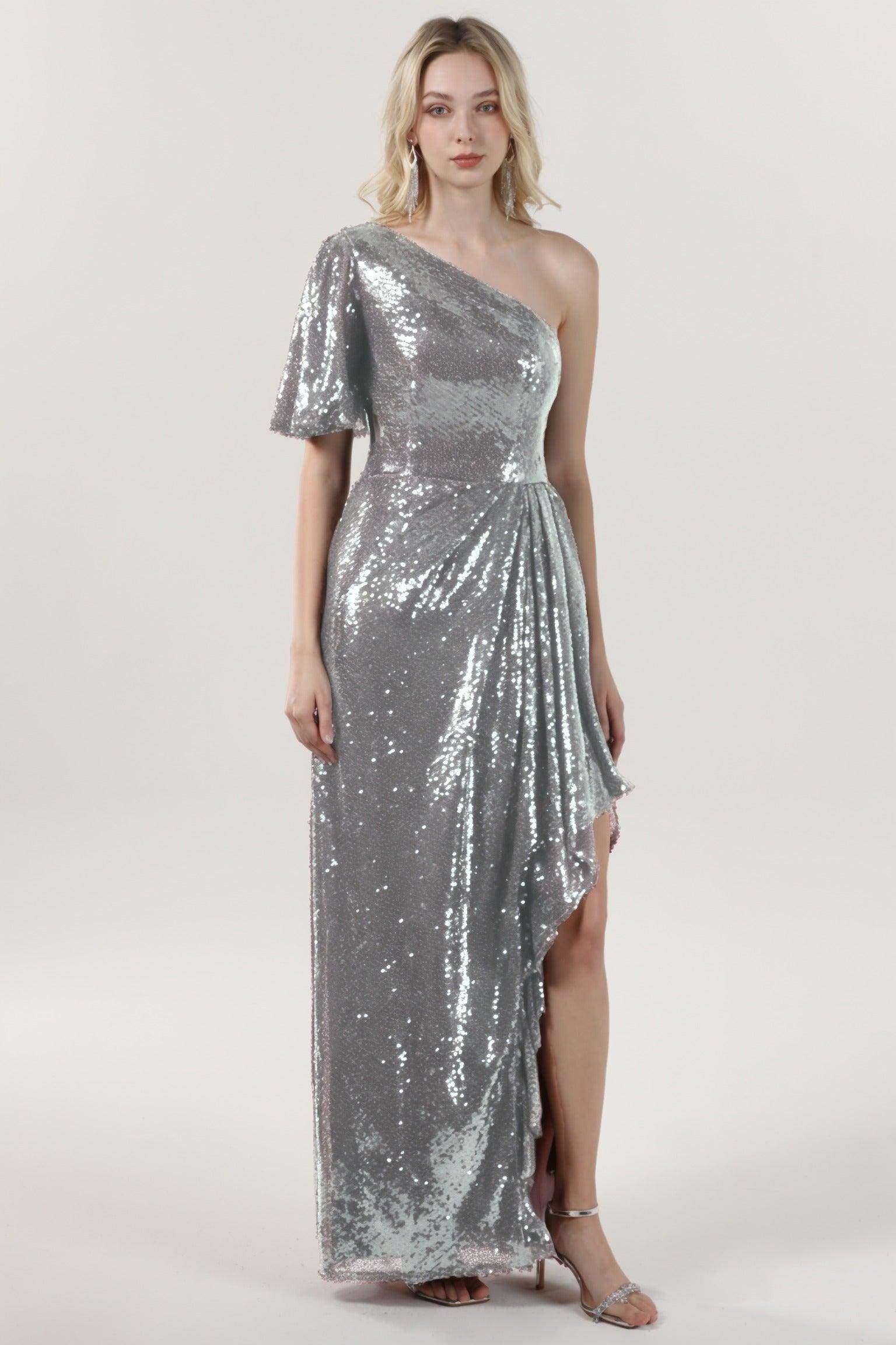 Sheath-Column Maxi Sequined Formal Dress CS0620
