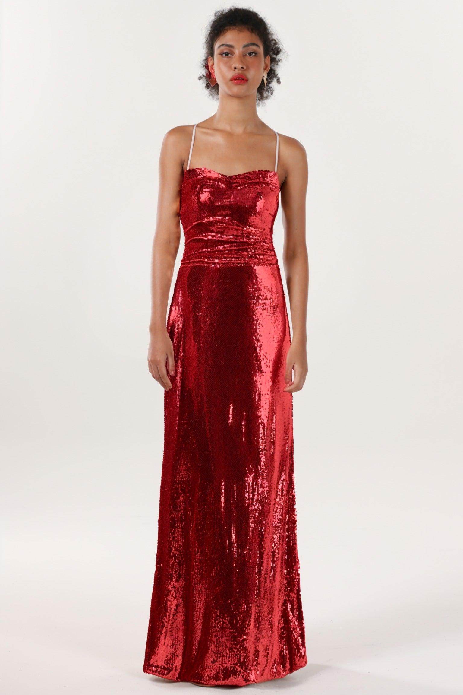 Sheath-Column Maxi Sequined Formal Dress CS0622