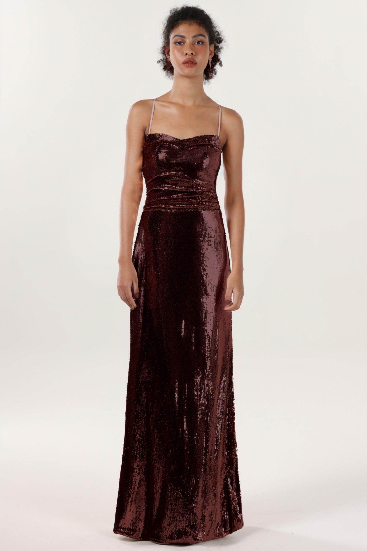 Sheath-Column Maxi Sequined Formal Dress CS0622