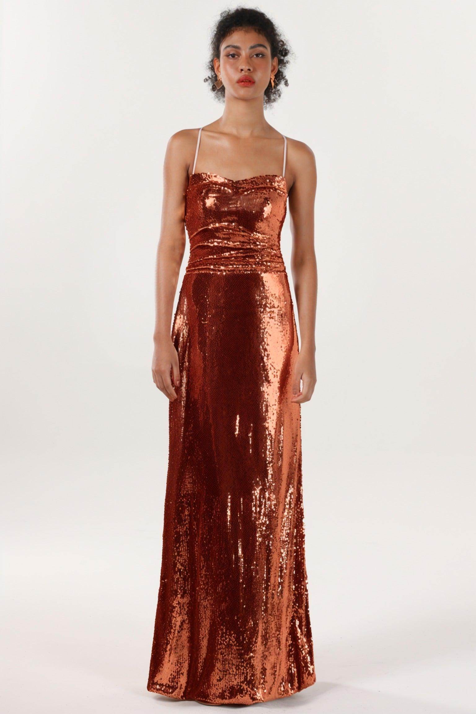 Sheath-Column Maxi Sequined Formal Dress CS0622