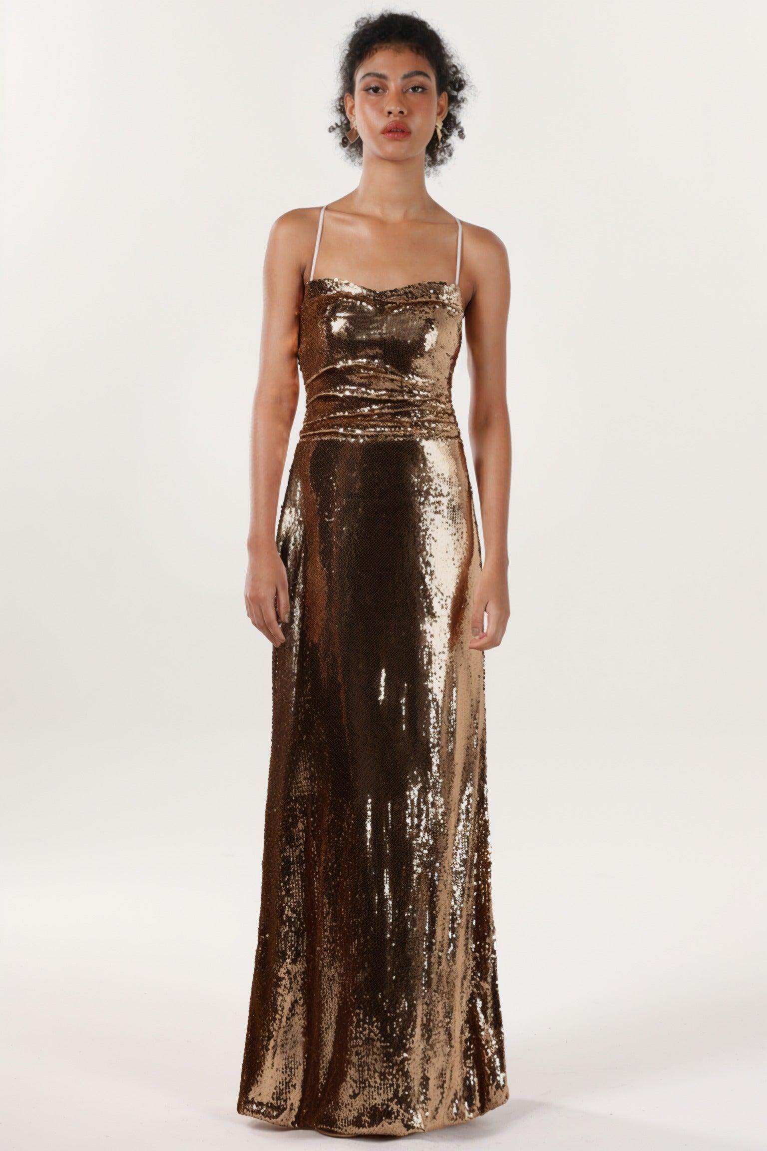 Sheath-Column Maxi Sequined Formal Dress CS0622
