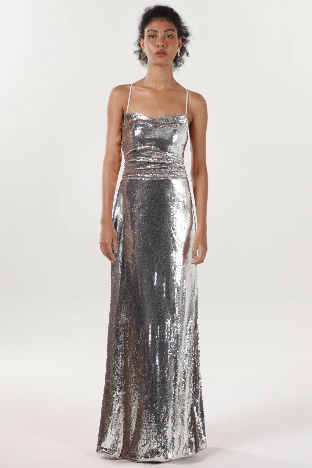 Sheath-Column Maxi Sequined Formal Dress CS0622