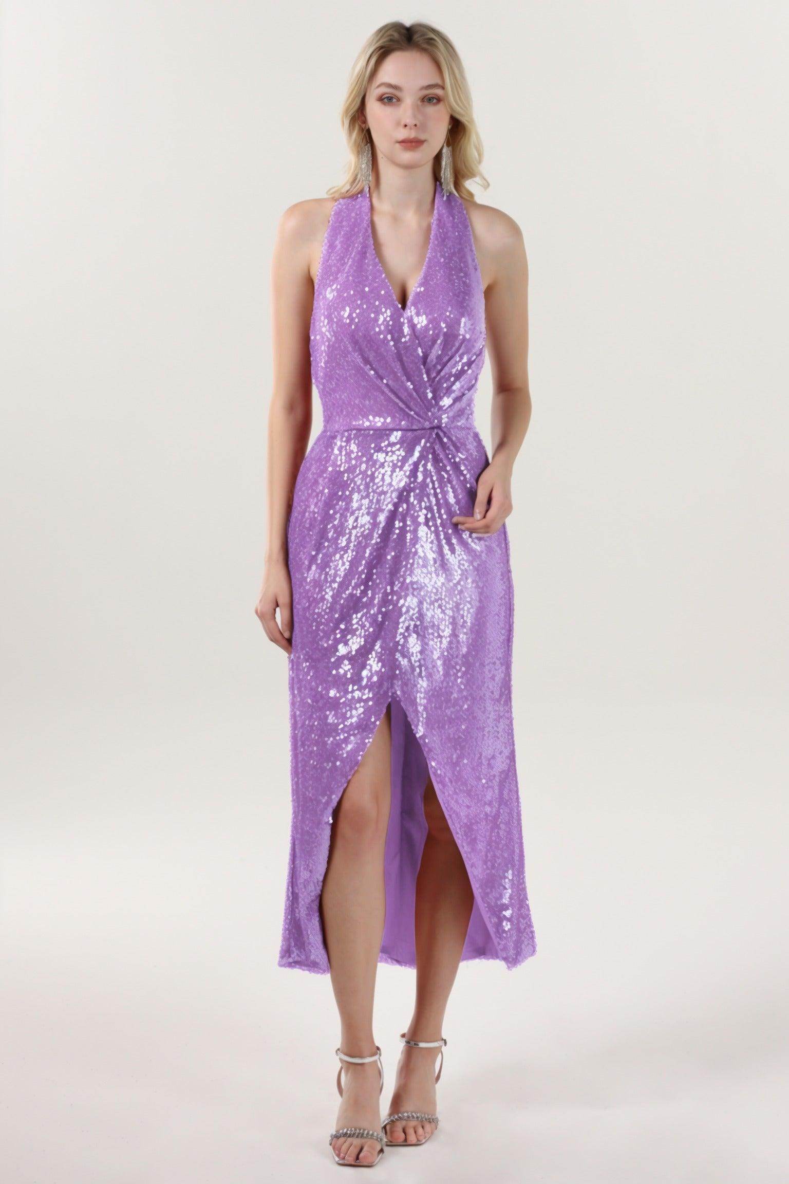 Sheath-Column Midi Sequined Formal Dress CS0625