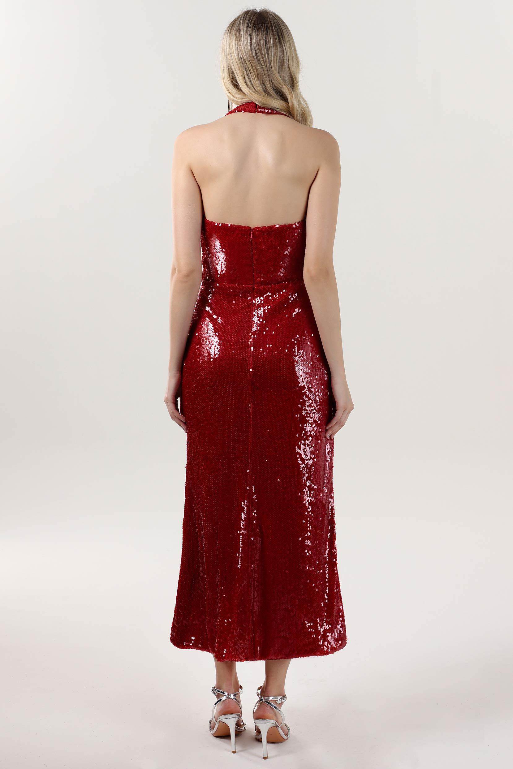 Sheath-Column Midi Sequined Formal Dress CS0625