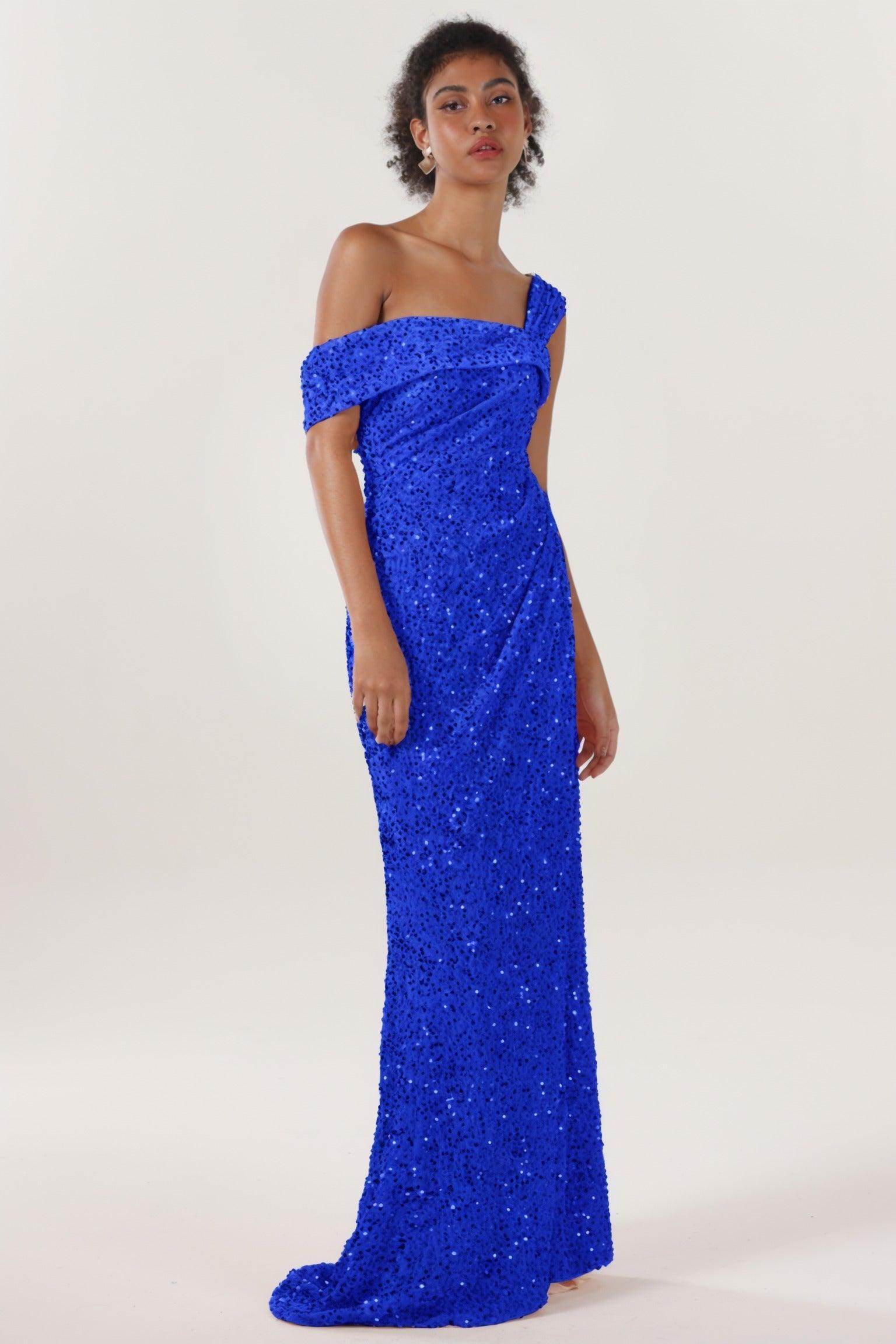 Sheath-Column Sweep-Brush Train Velvet Sequin Bridesmaid Dress CS0635BM