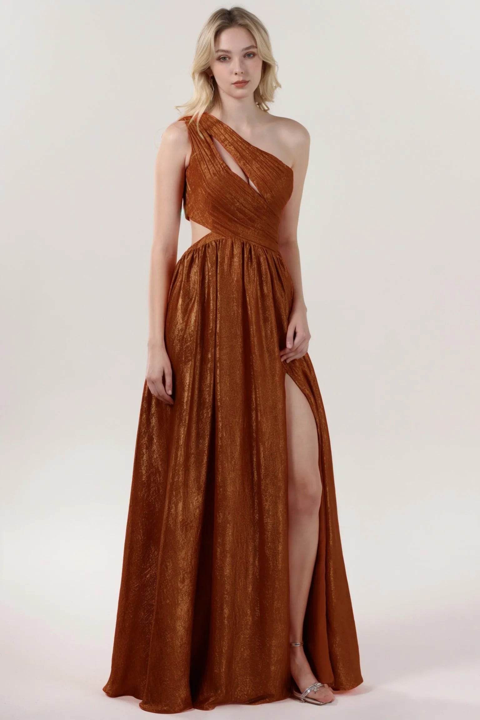A-Line Maxi Metallic Formal Dress CS0642