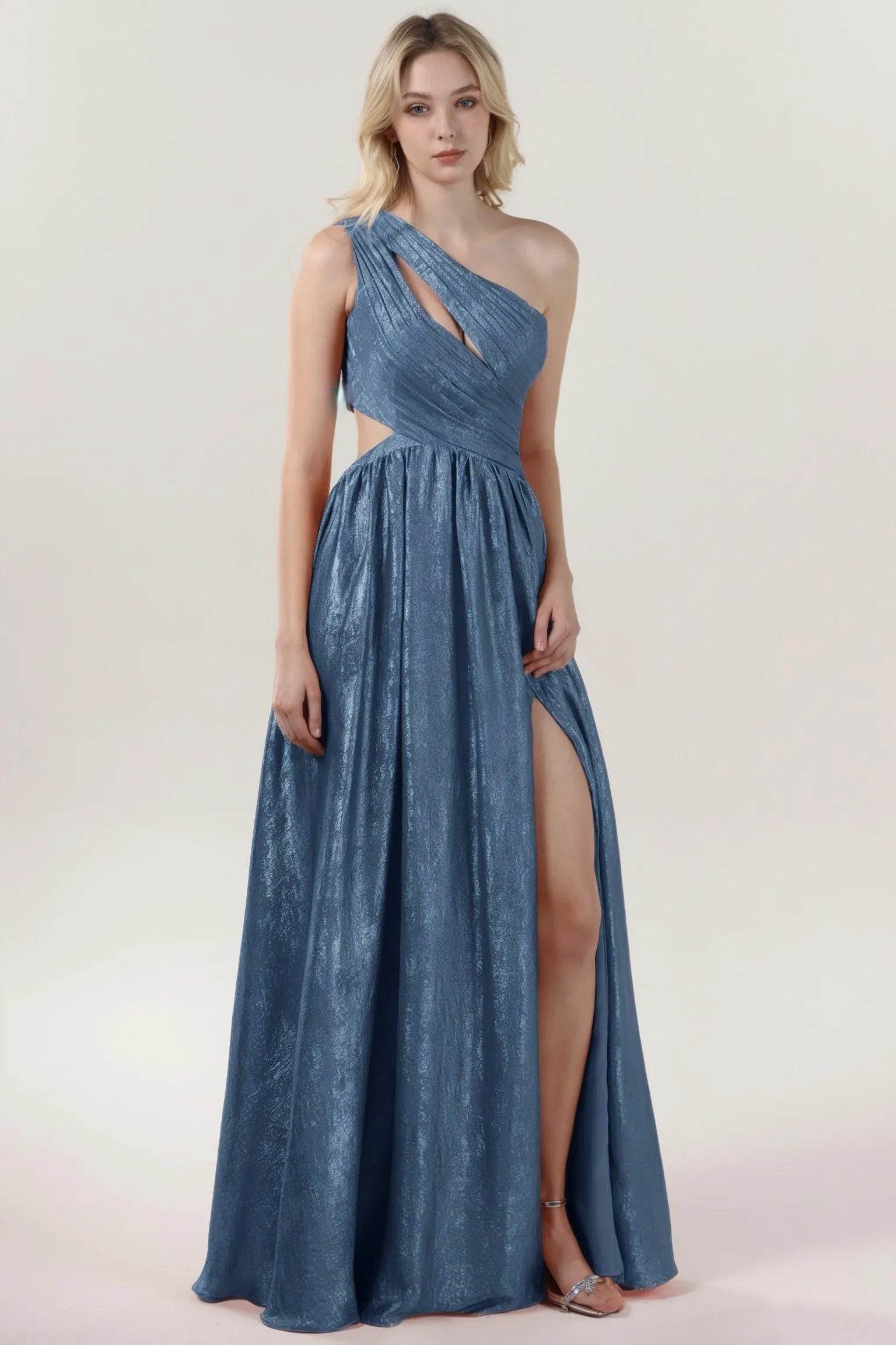 A-Line Maxi Metallic Formal Dress CS0642