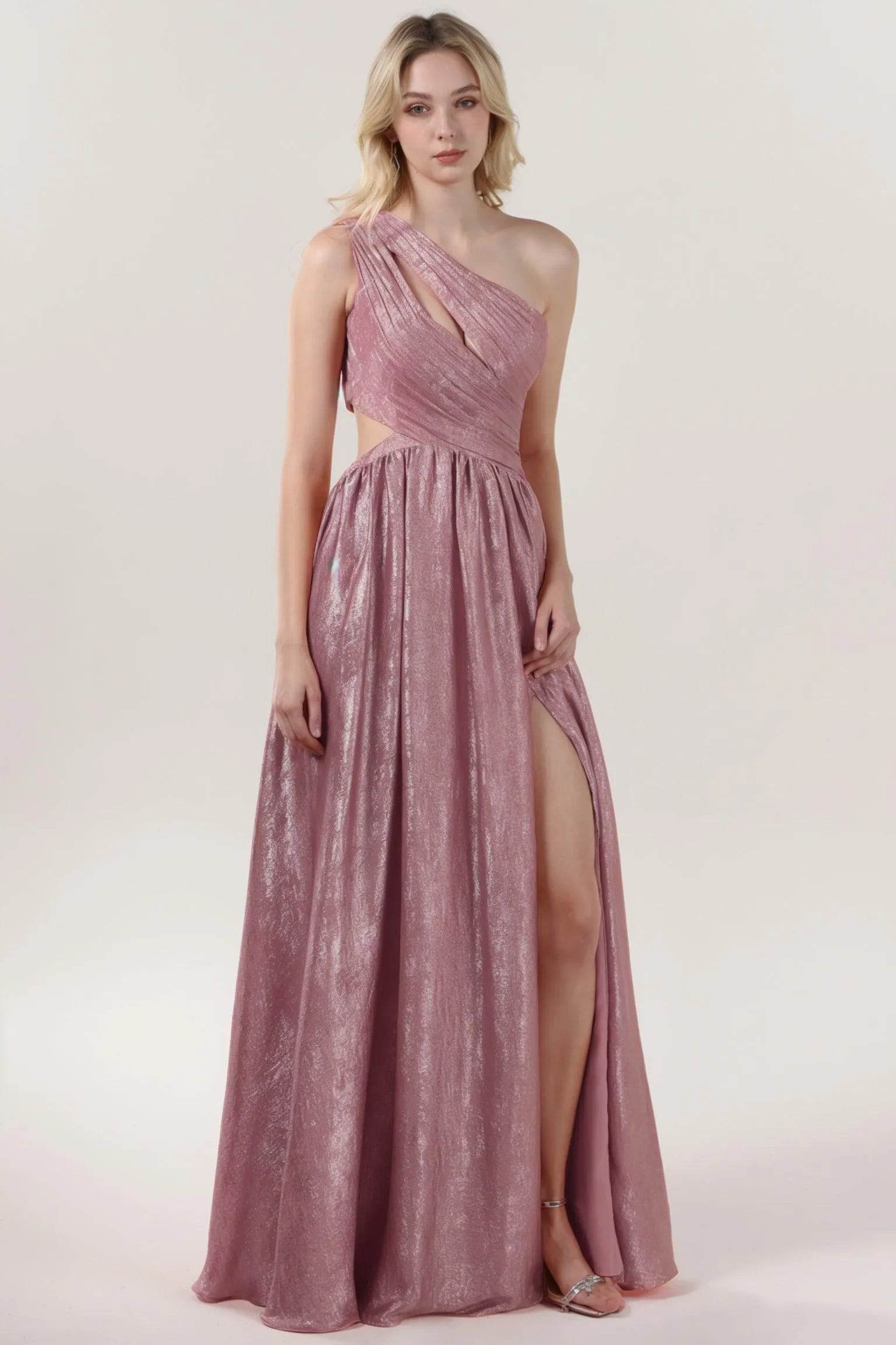 A-Line Maxi Metallic Formal Dress CS0642