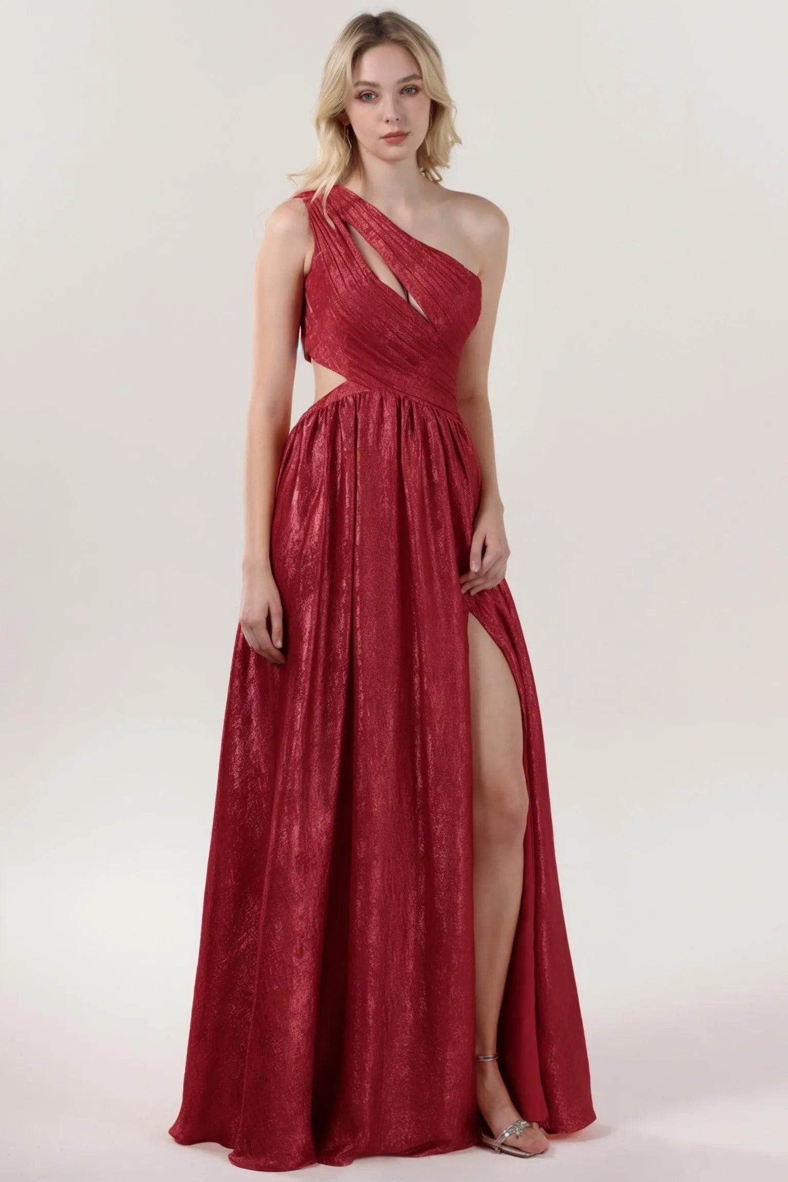 A-Line Maxi Metallic Formal Dress CS0642
