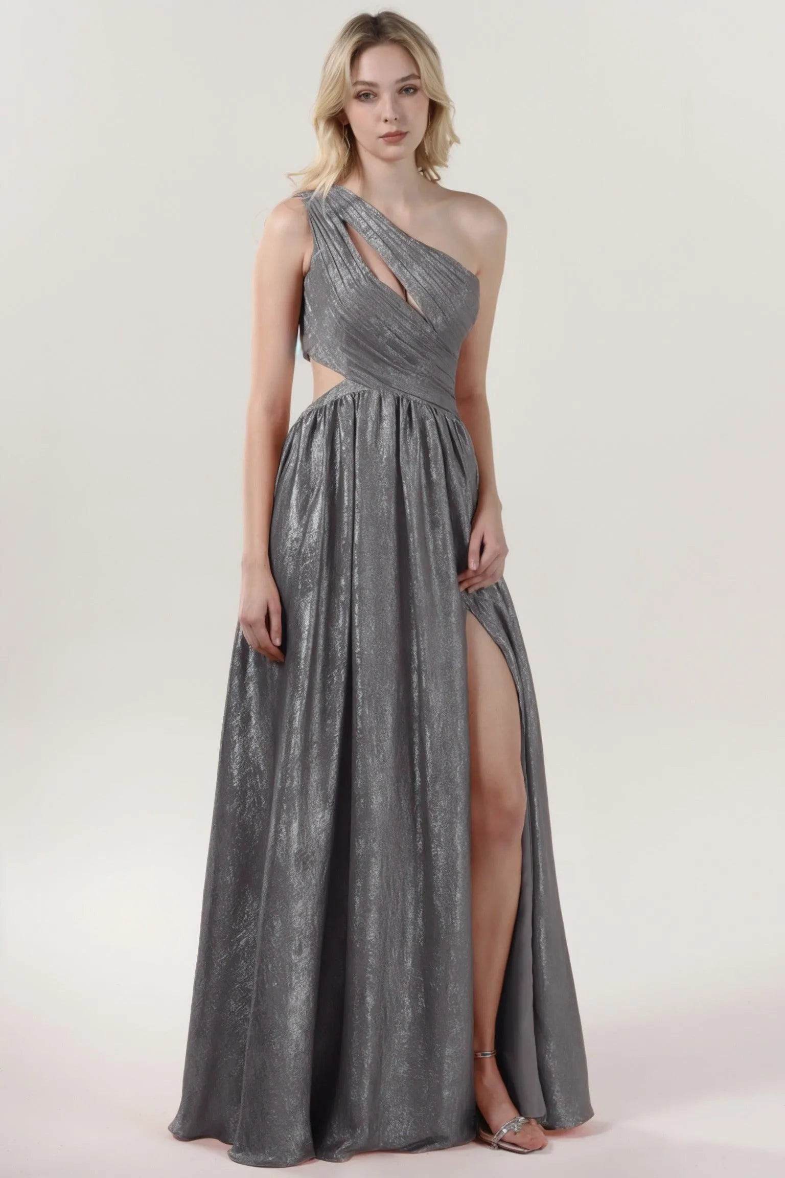 A-Line Maxi Metallic Formal Dress CS0642