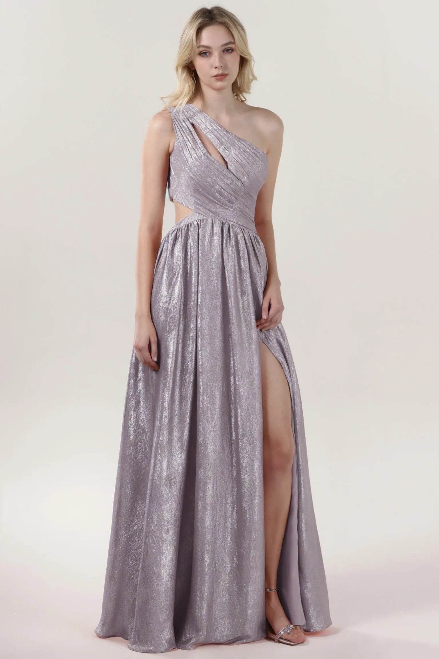 A-Line Maxi Metallic Formal Dress CS0642