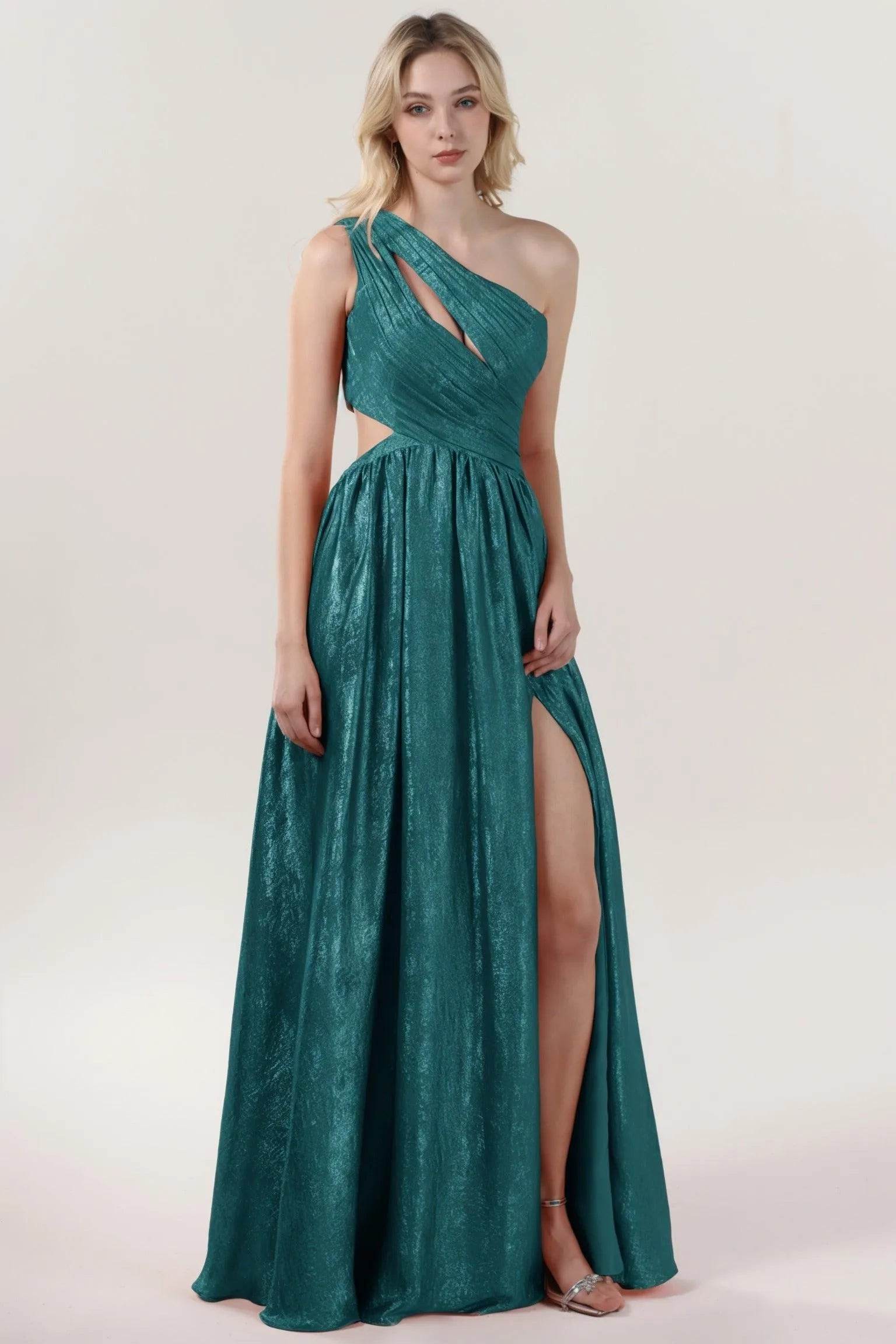 A-Line Maxi Metallic Formal Dress CS0642