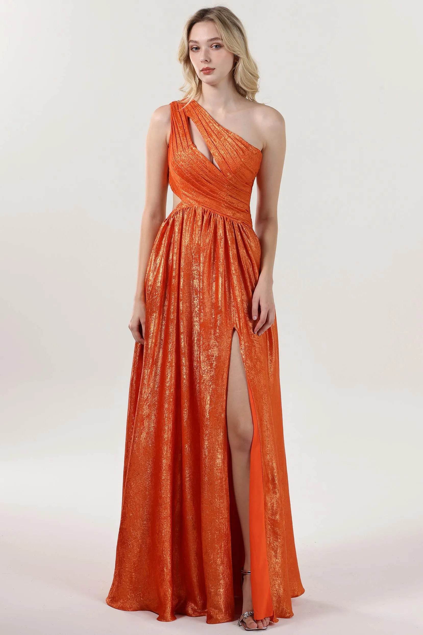 A-Line Maxi Metallic Formal Dress CS0642