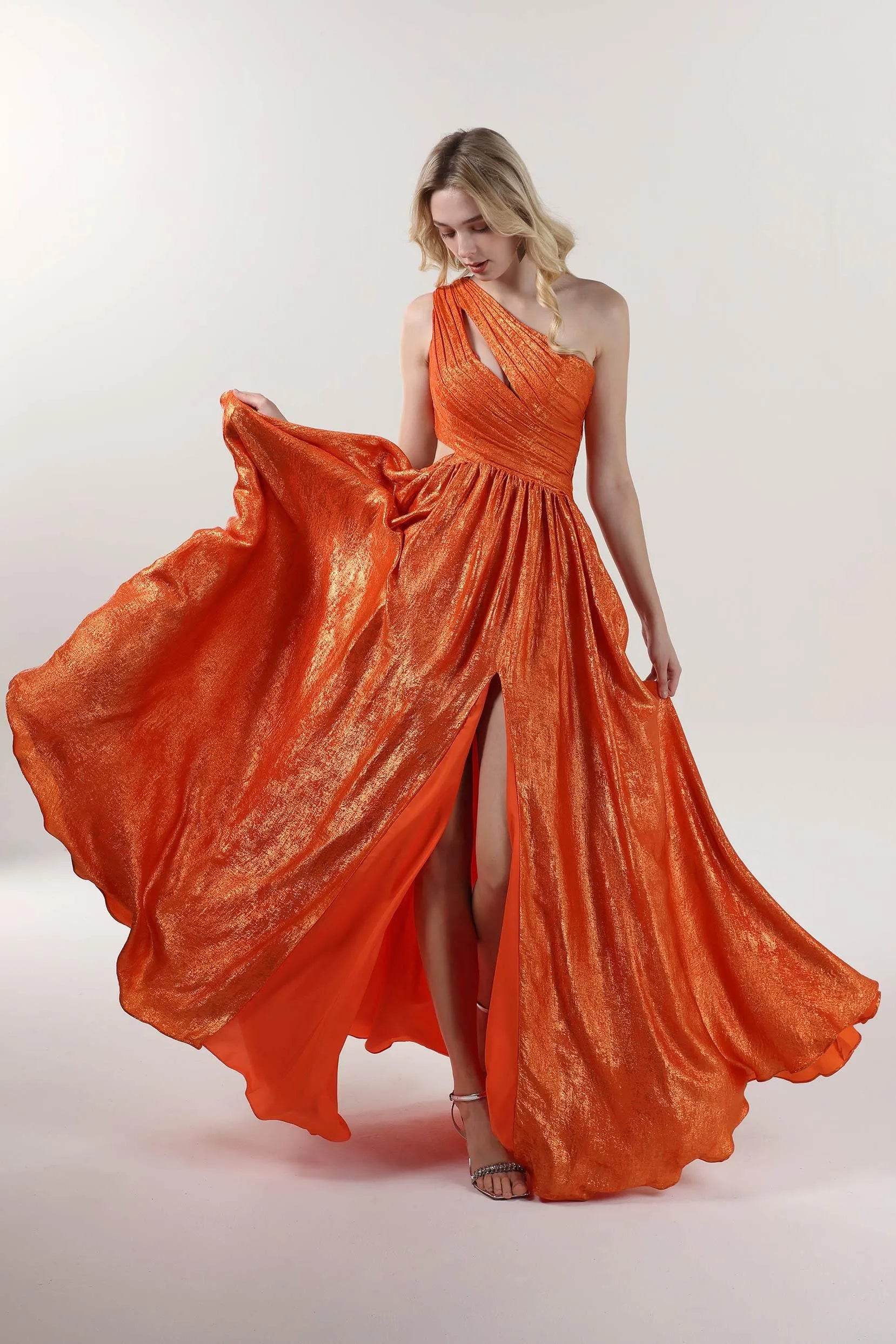 A-Line Maxi Metallic Formal Dress CS0642