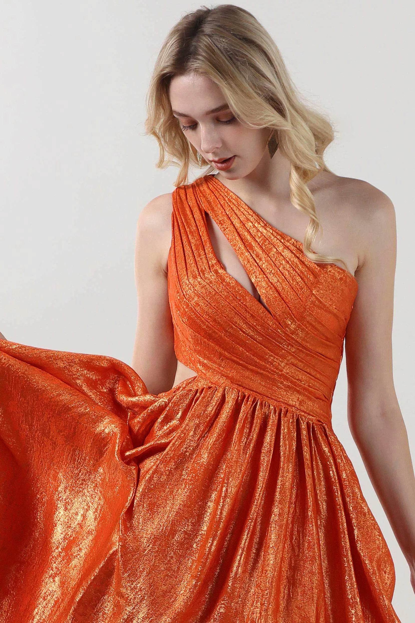 A-Line Maxi Metallic Formal Dress CS0642