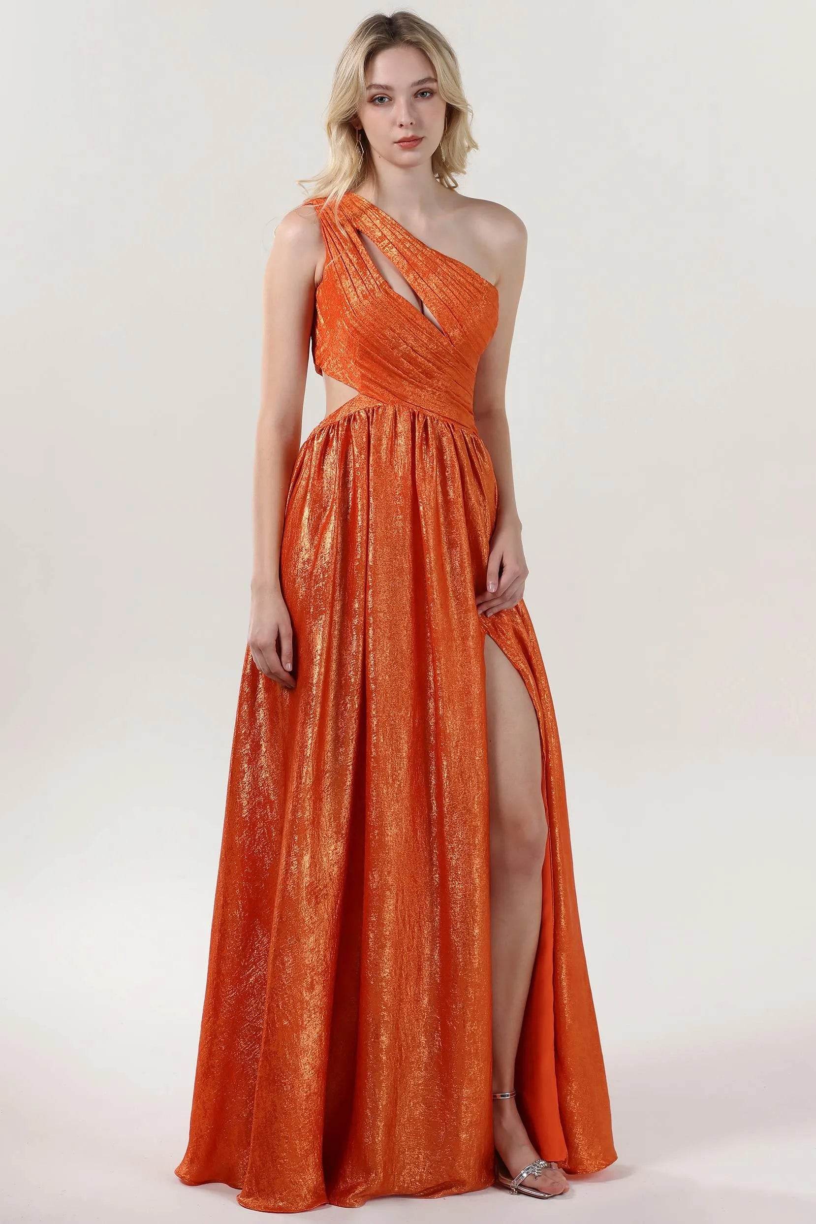 A-Line Maxi Metallic Formal Dress CS0642