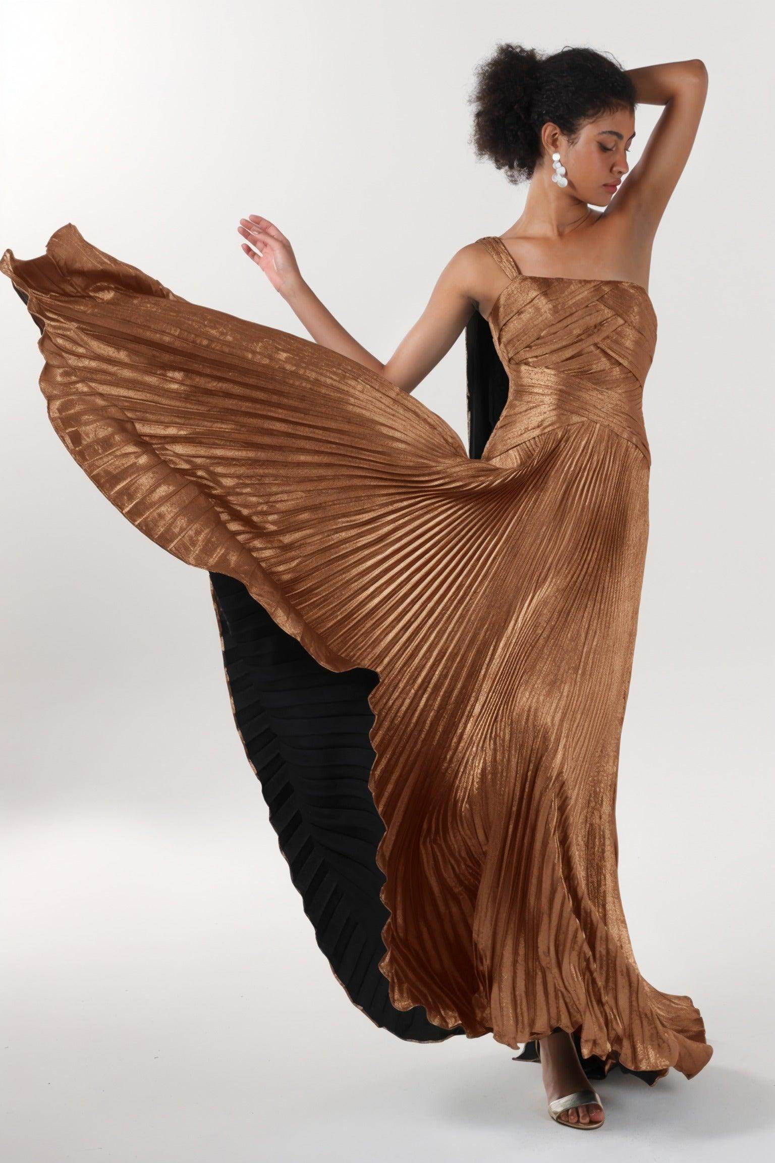 A-Line Maxi Metallic Formal Dress CS0643