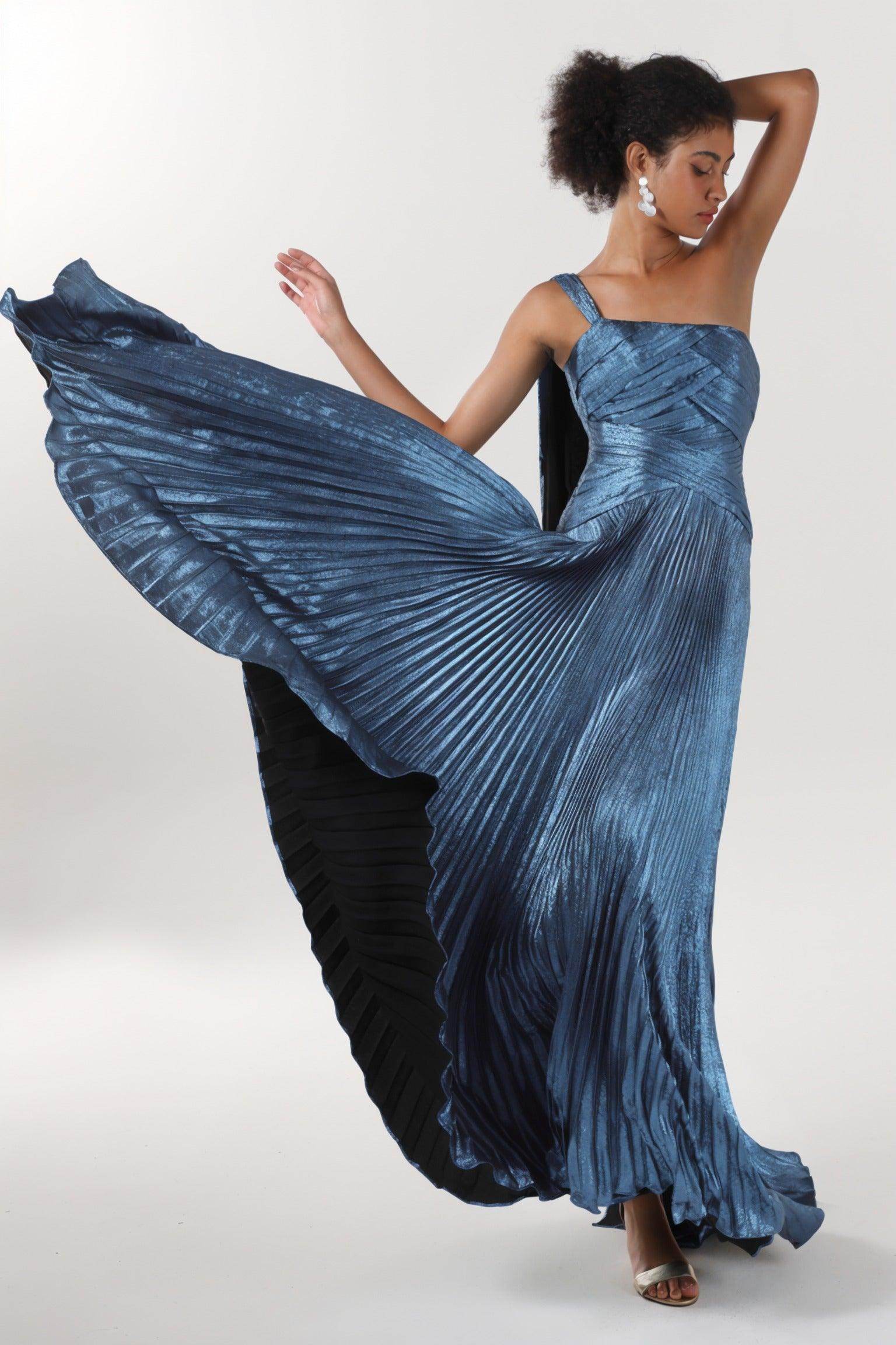 A-Line Maxi Metallic Formal Dress CS0643