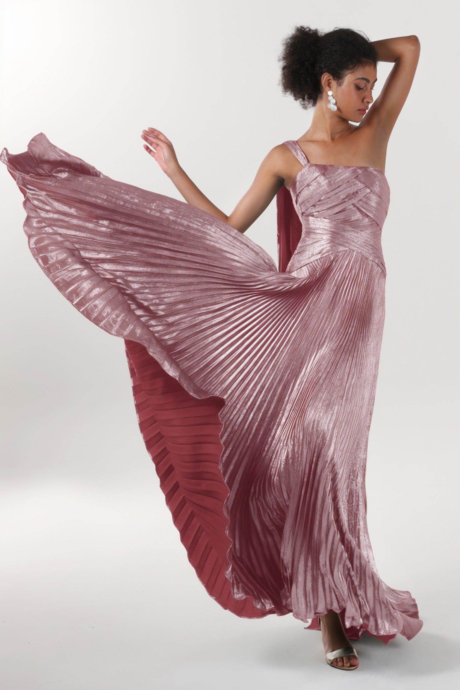 A-Line Maxi Metallic Formal Dress CS0643