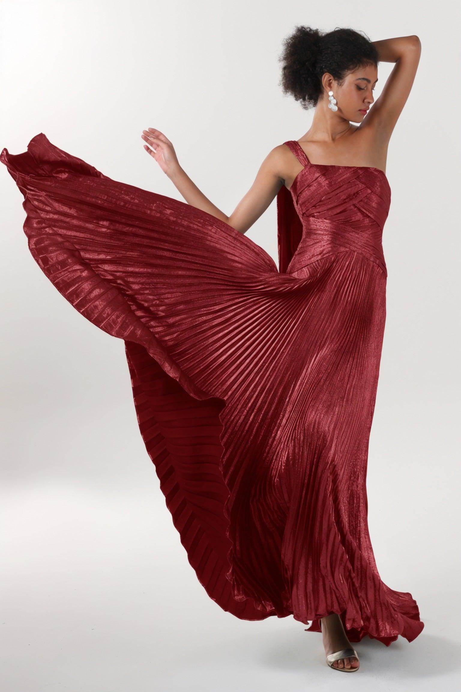 A-Line Maxi Metallic Formal Dress CS0643