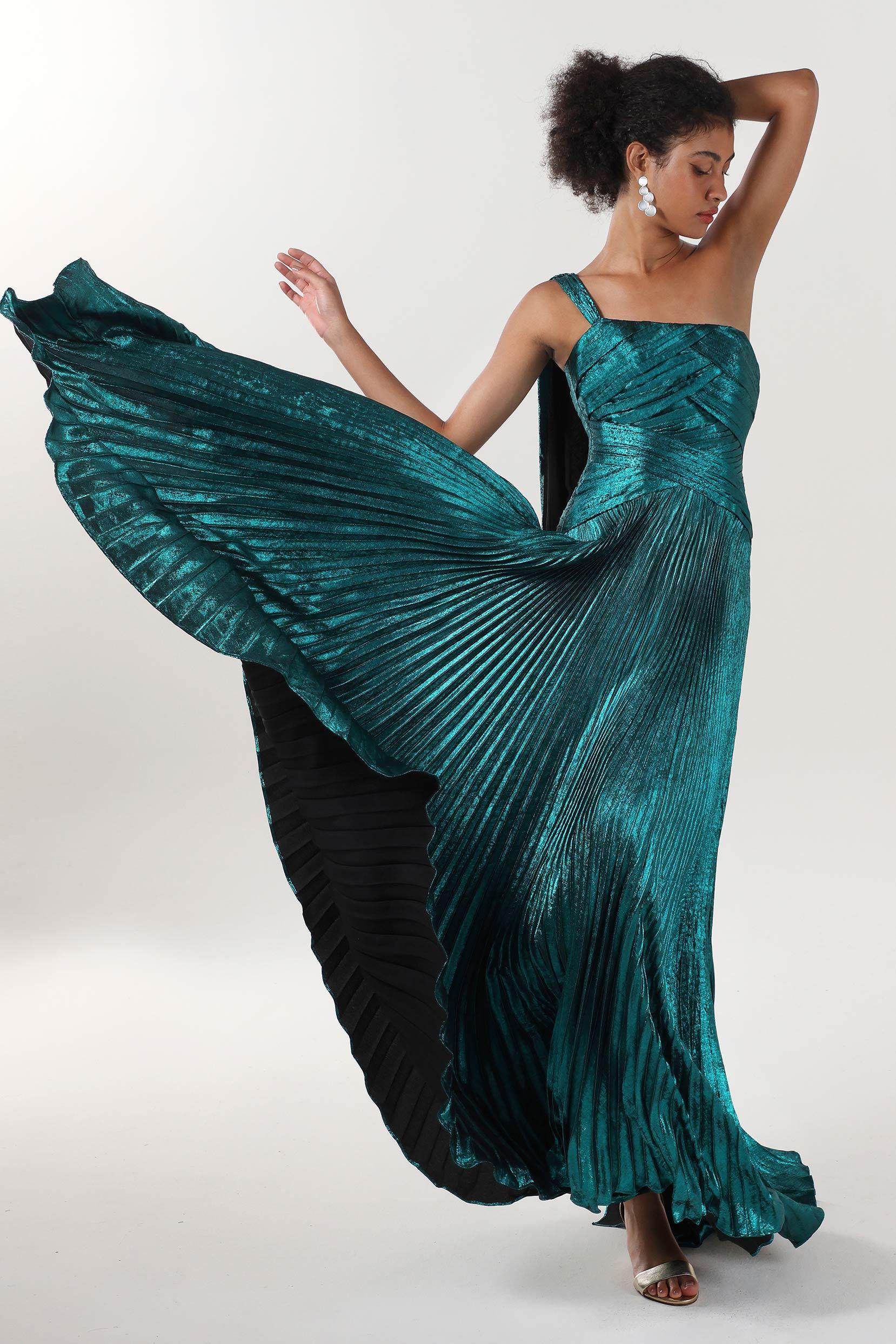 A-Line Maxi Metallic Formal Dress CS0643