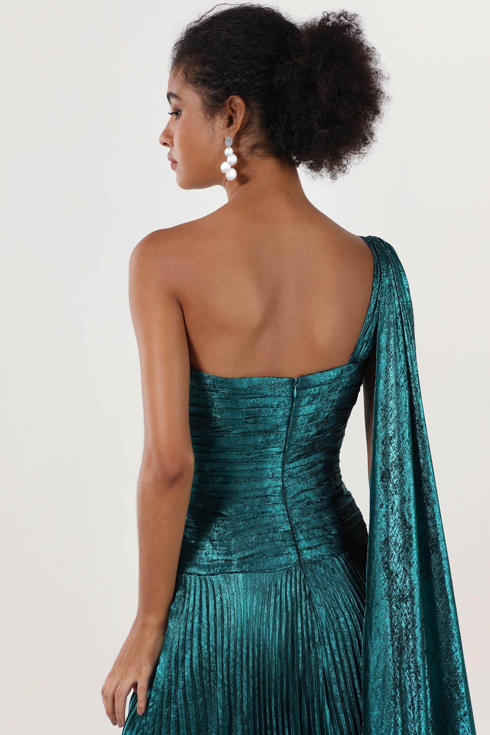 A-Line Maxi Metallic Formal Dress CS0643