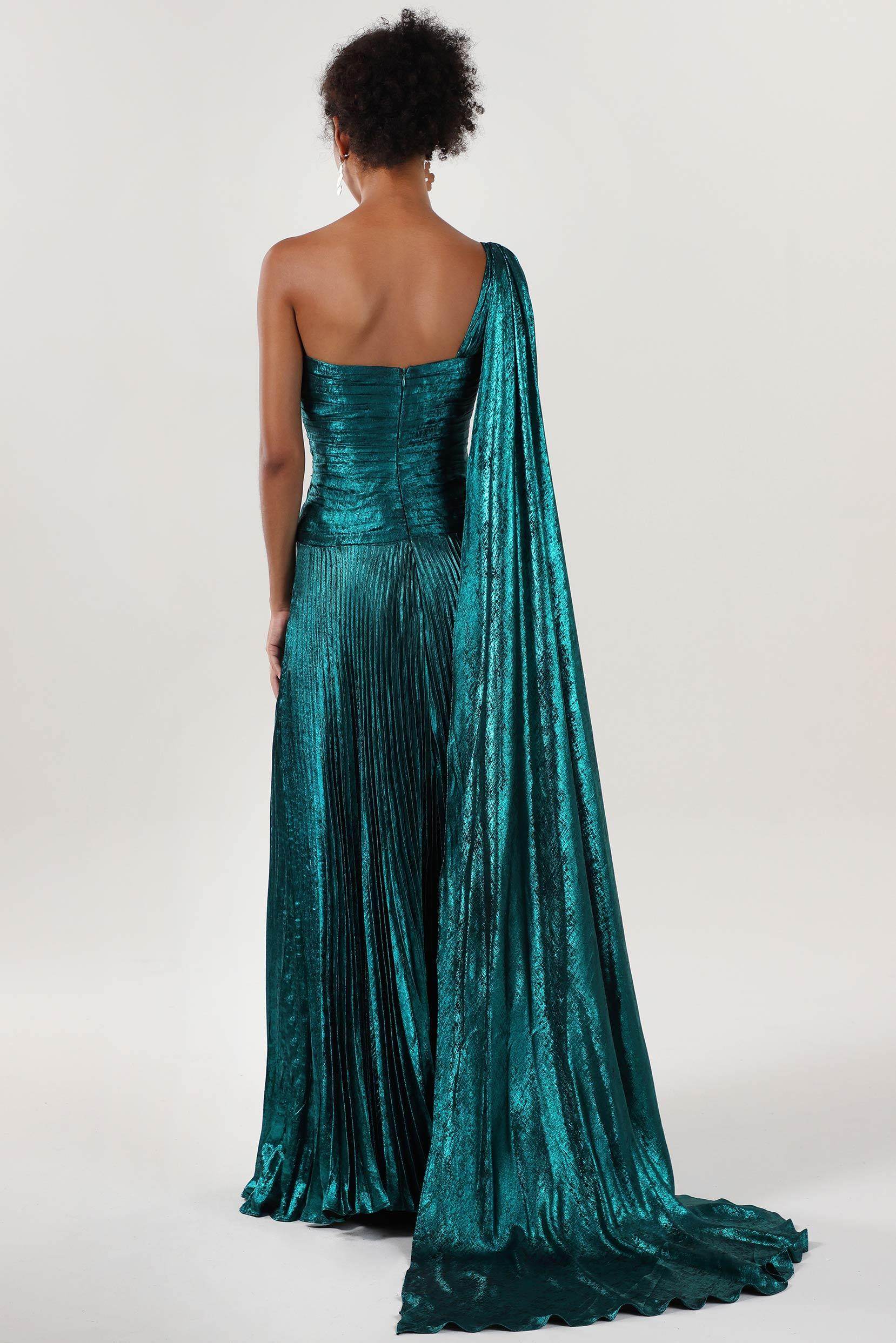 A-Line Maxi Metallic Formal Dress CS0643