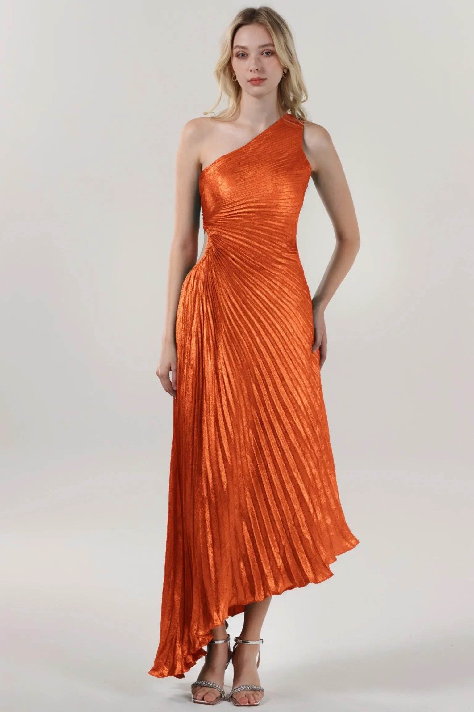 Sheath-Column Midi Metallic Formal Dress CS0644