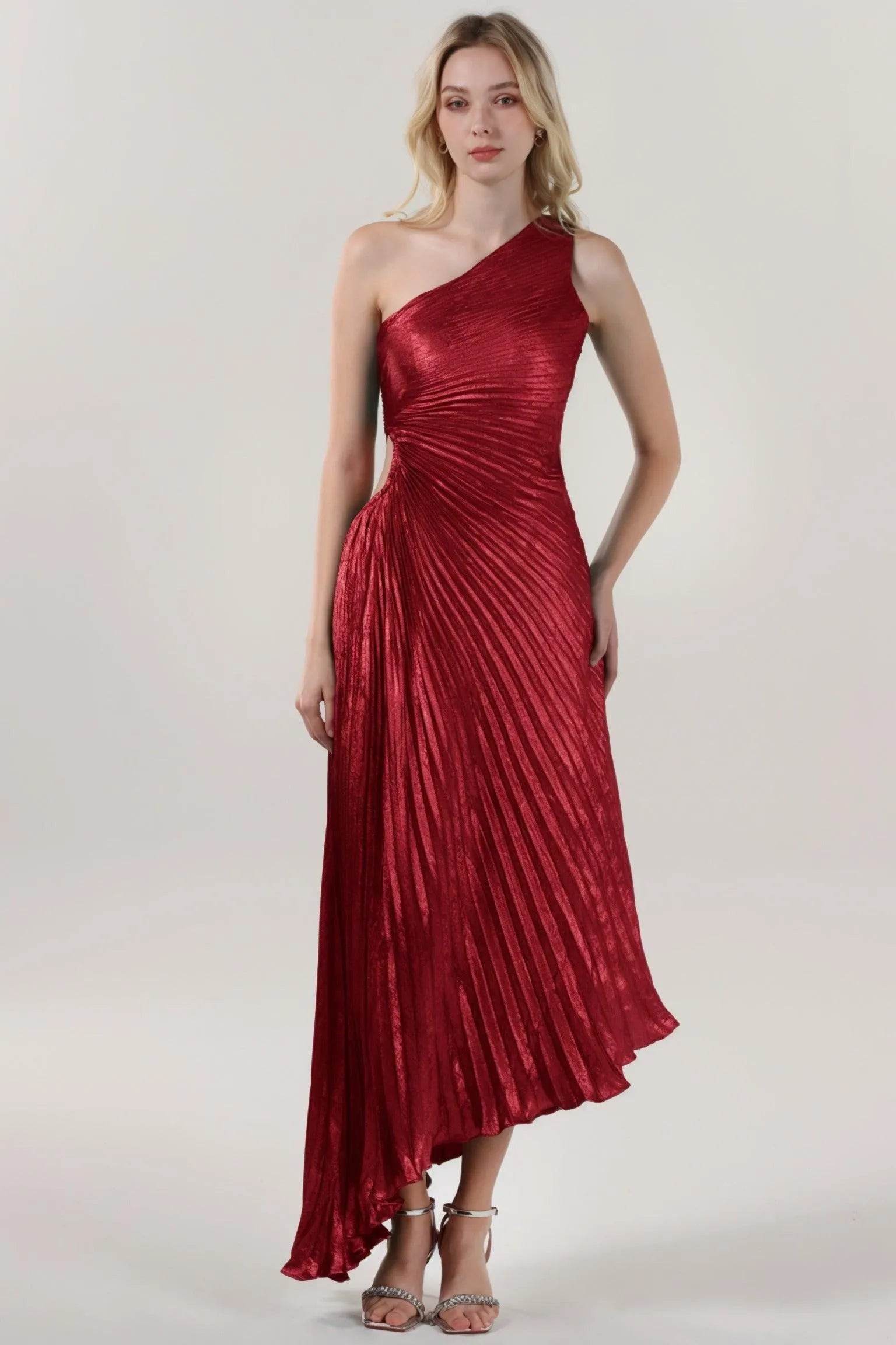 Sheath-Column Midi Metallic Formal Dress CS0644