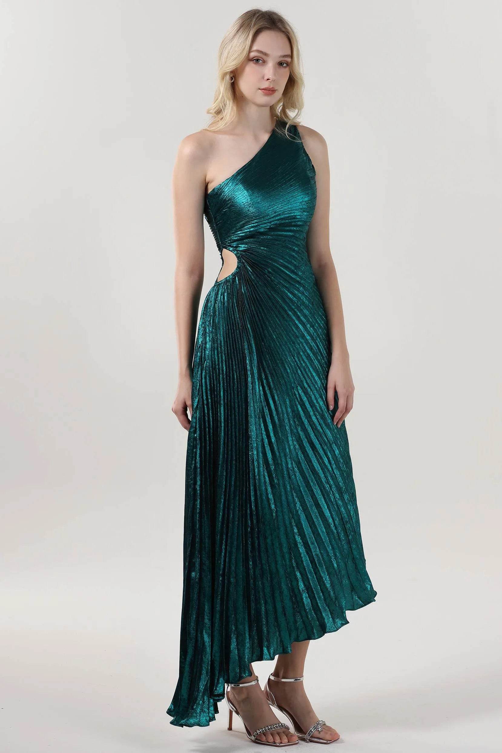 Sheath-Column Midi Metallic Formal Dress CS0644