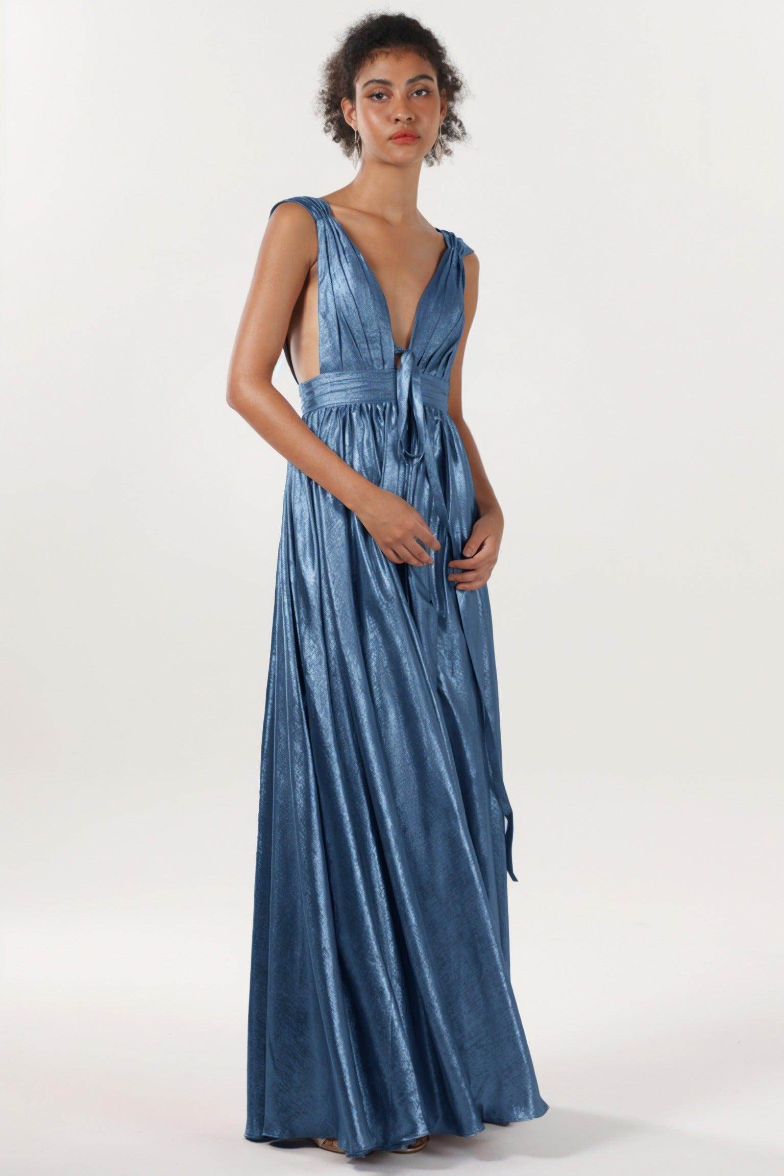 A-line Maxi Metallic Formal Dress CS0648