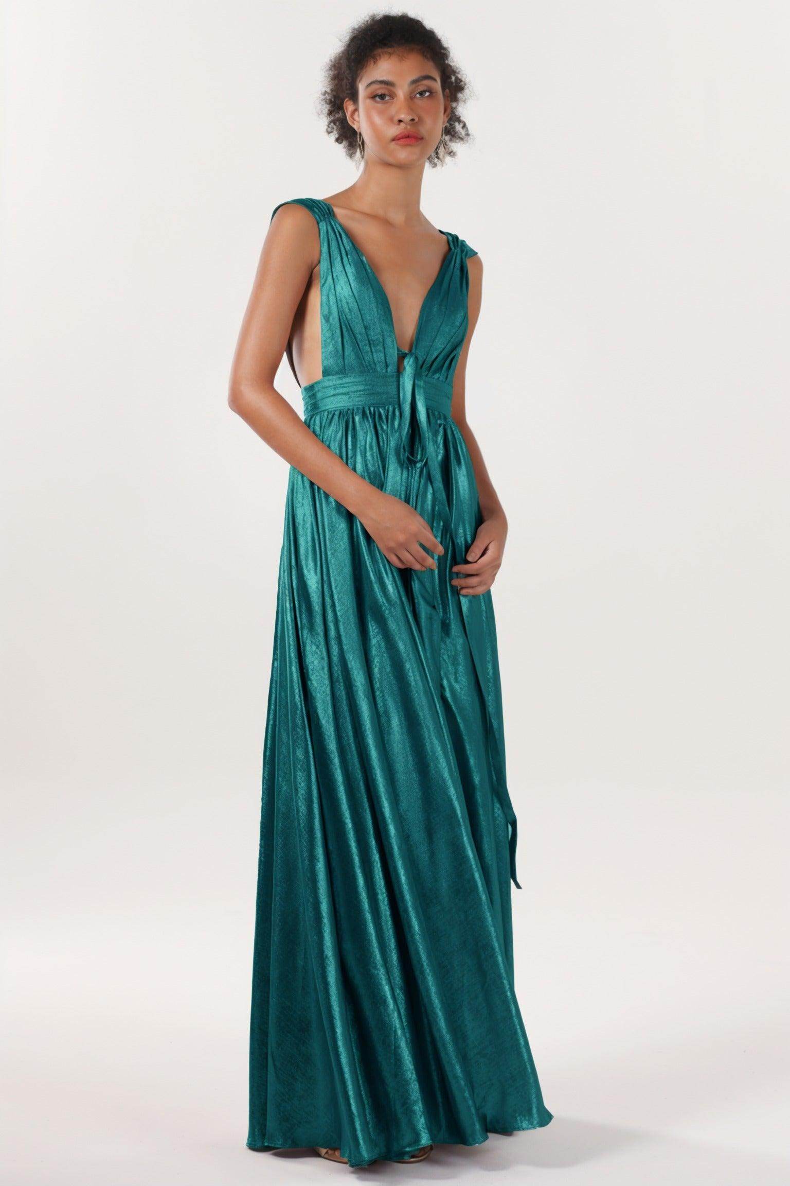 A-line Maxi Metallic Formal Dress CS0648