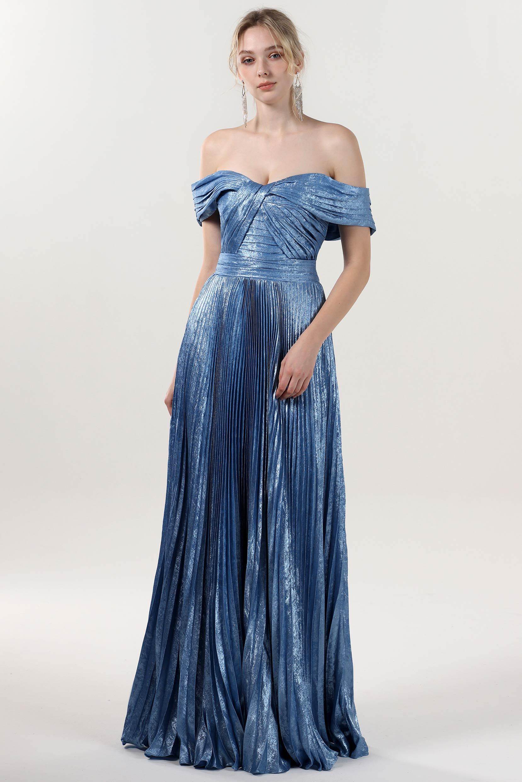 A-line Maxi Metallic Formal Dress CS0649
