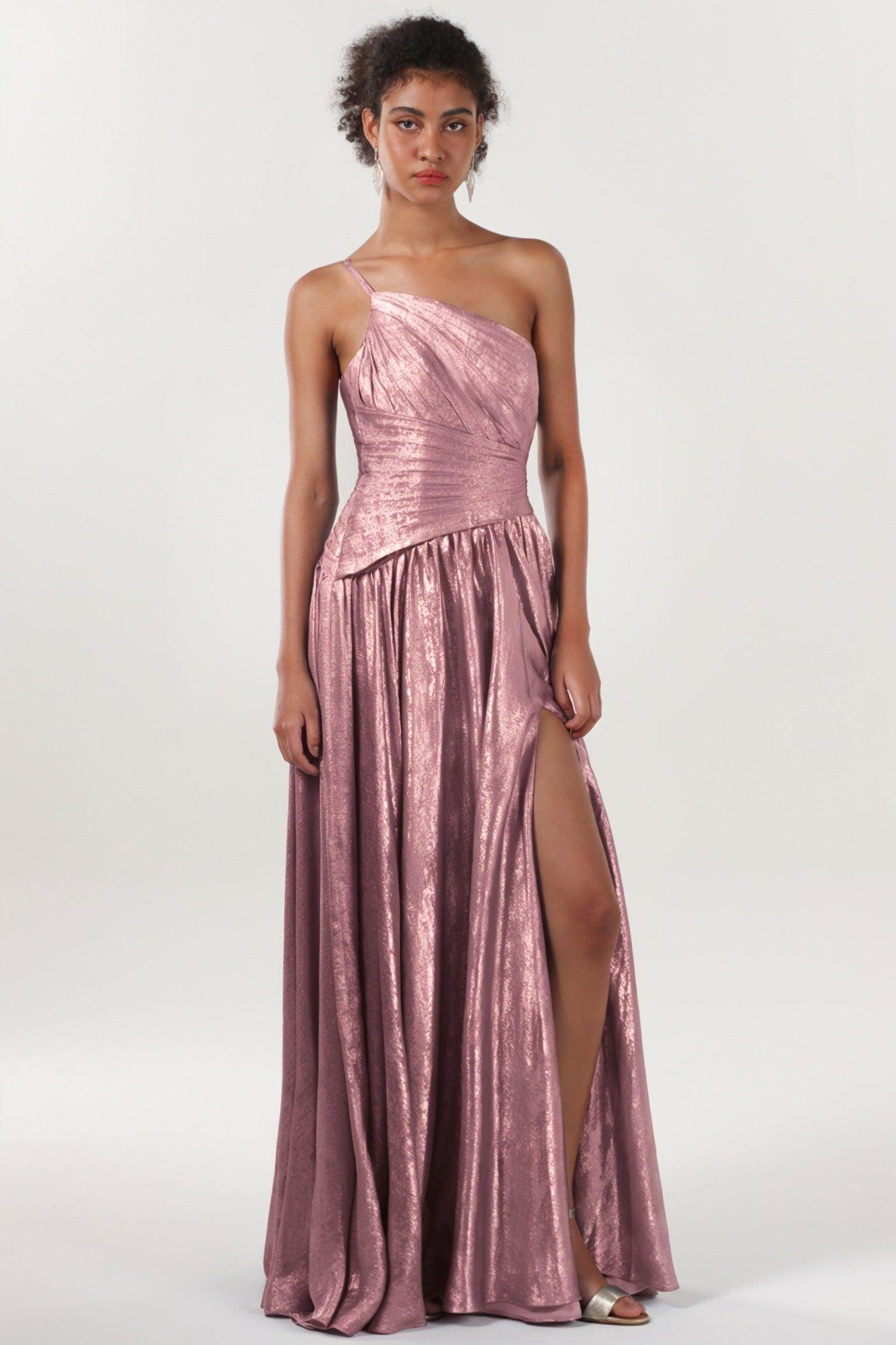 A-line Maxi Metallic Formal Dress CS0650