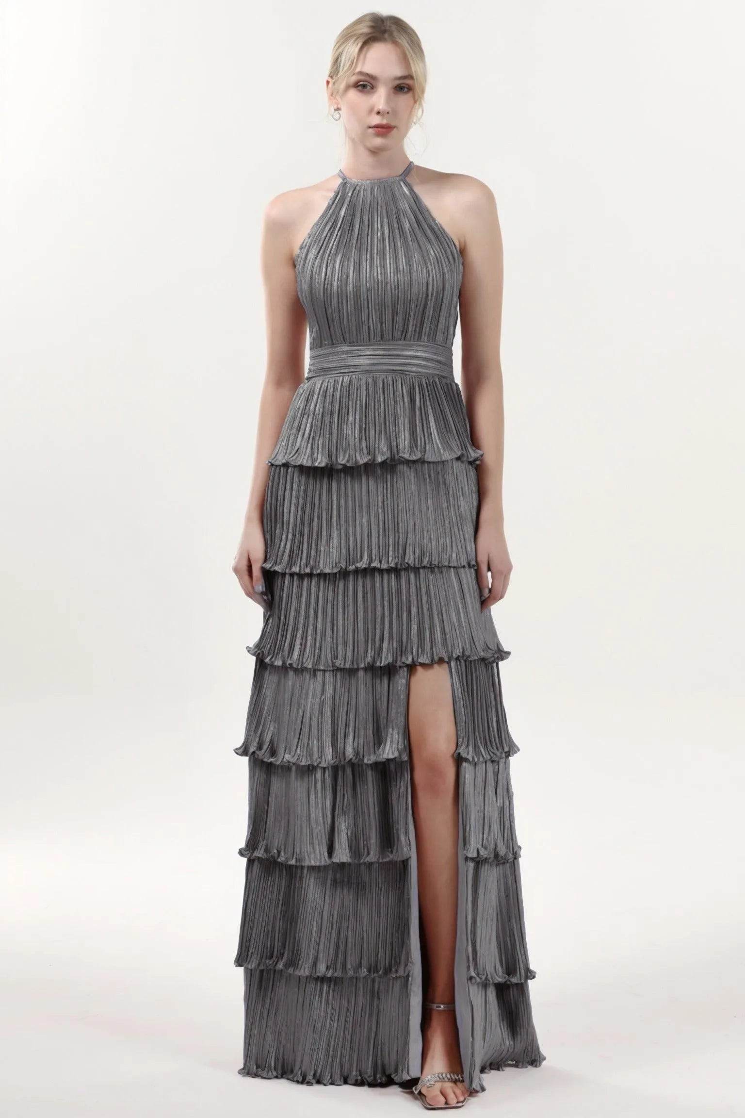 A-line Maxi Metallic Formal Dress CS0652