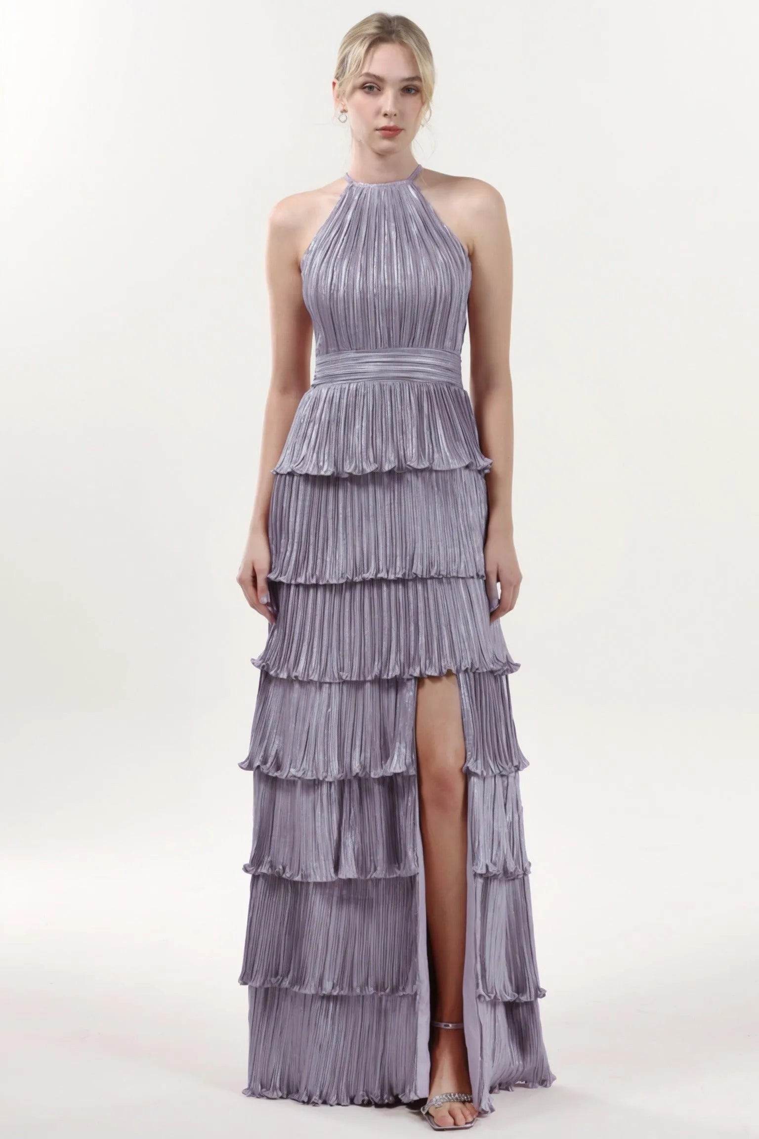A-line Maxi Metallic Formal Dress CS0652