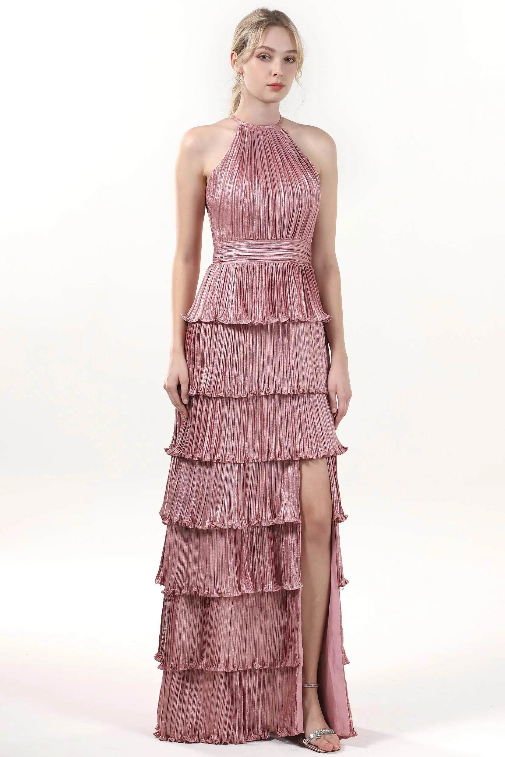 A-line Maxi Metallic Formal Dress CS0652