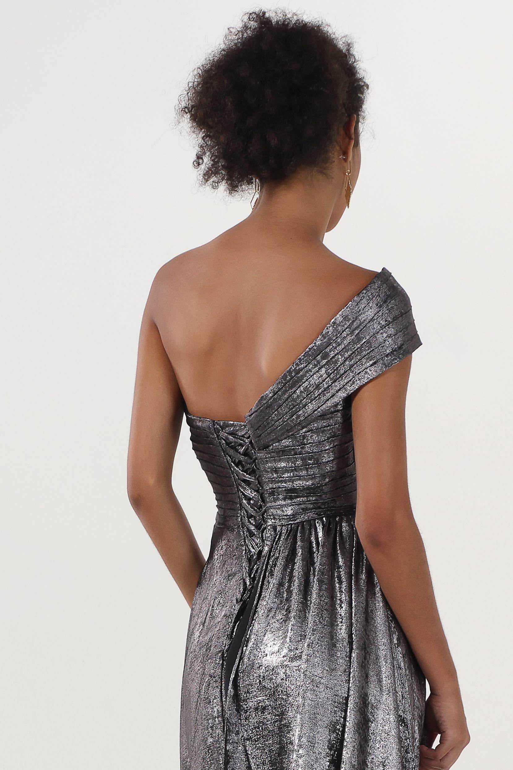 A-Line Maxi Metallic Formal Dress CS0653