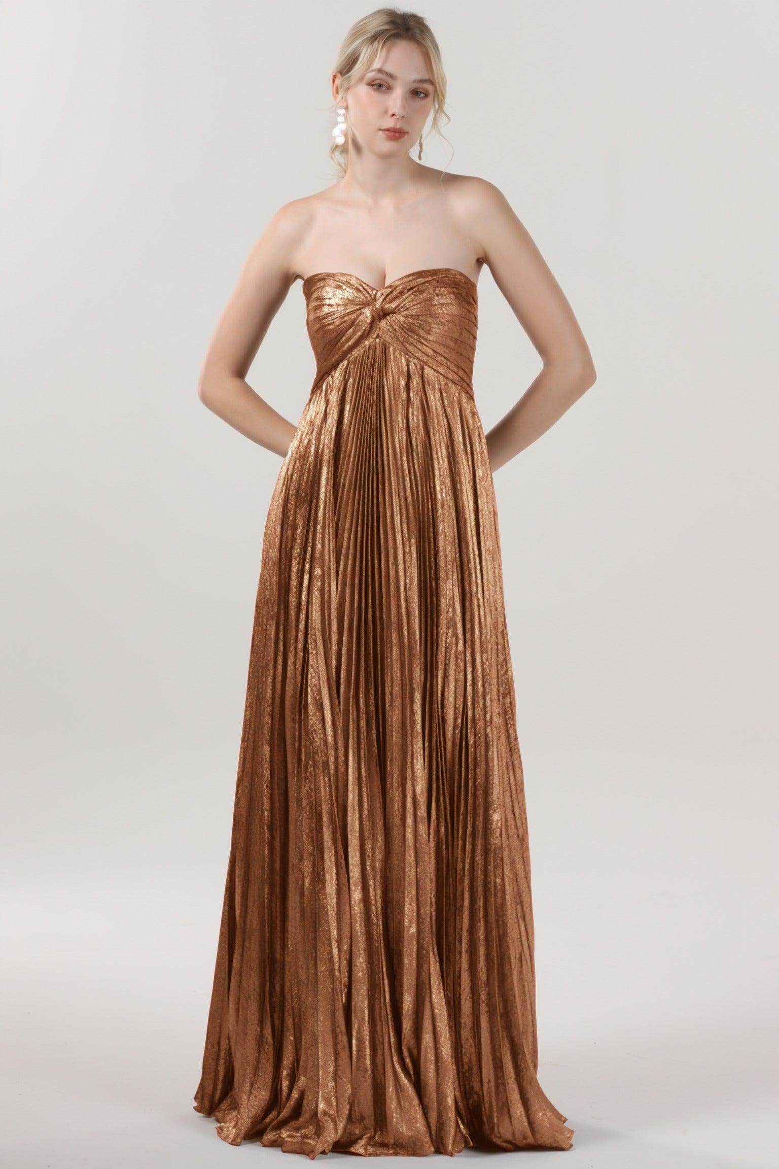 A-Line Maxi Metallic Formal Dress CS0654