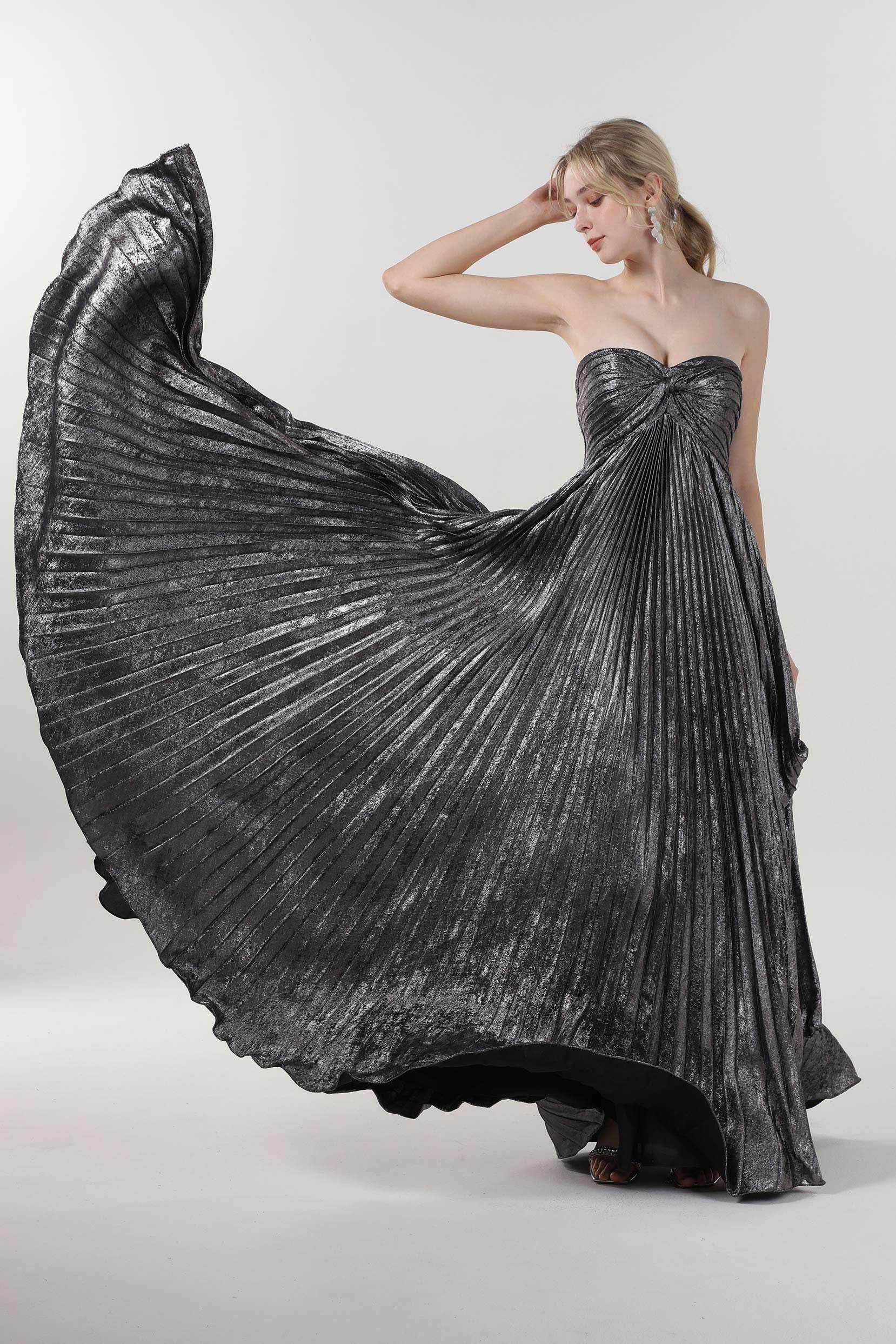 A-Line Maxi Metallic Formal Dress CS0654