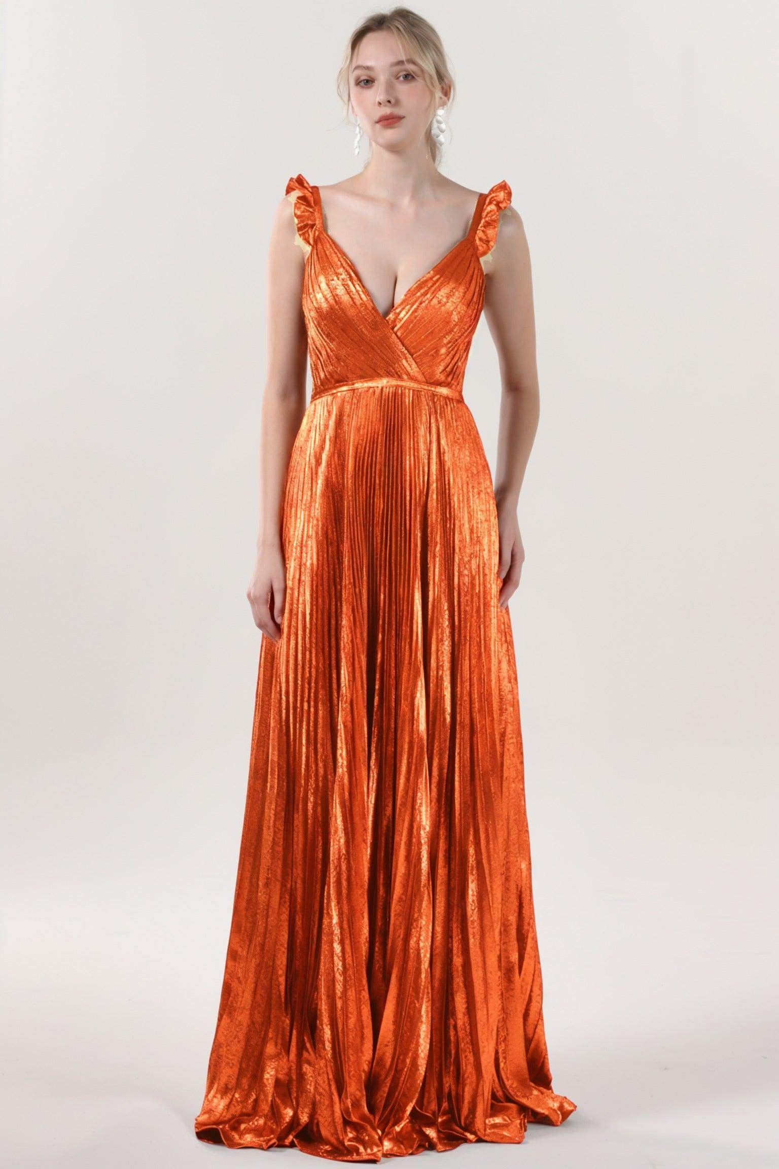A-Line Maxi Metallic Formal Dress CS0655