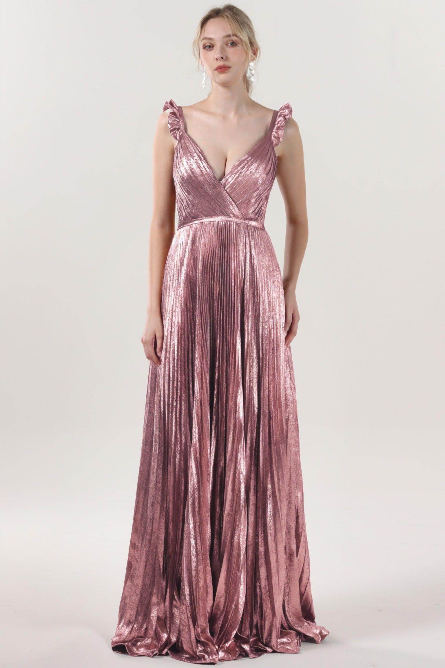 A-Line Maxi Metallic Formal Dress CS0655