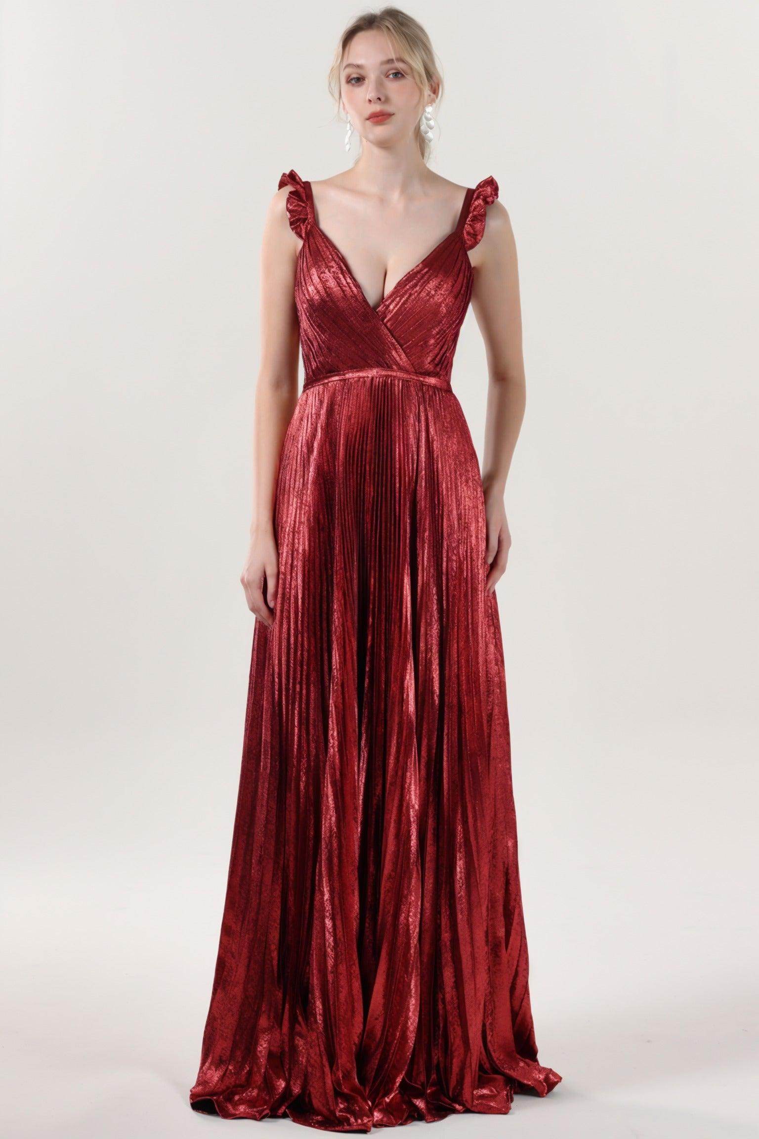 A-Line Maxi Metallic Formal Dress CS0655