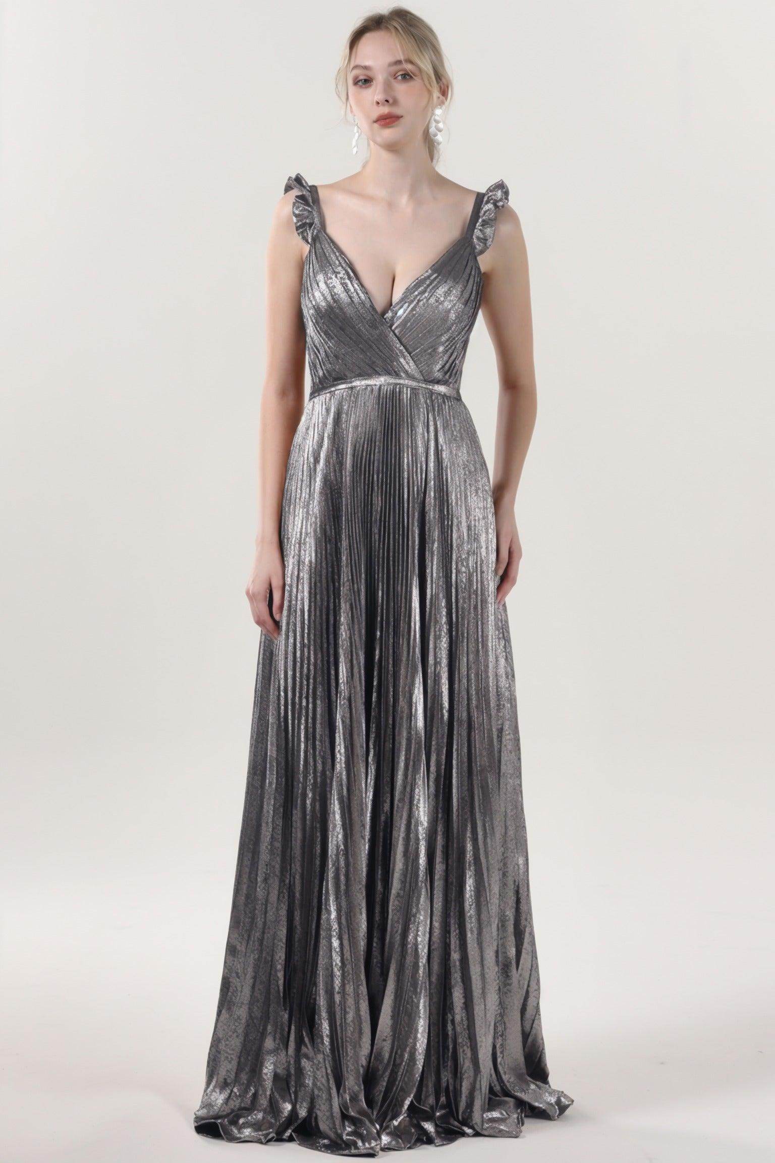 A-Line Maxi Metallic Formal Dress CS0655