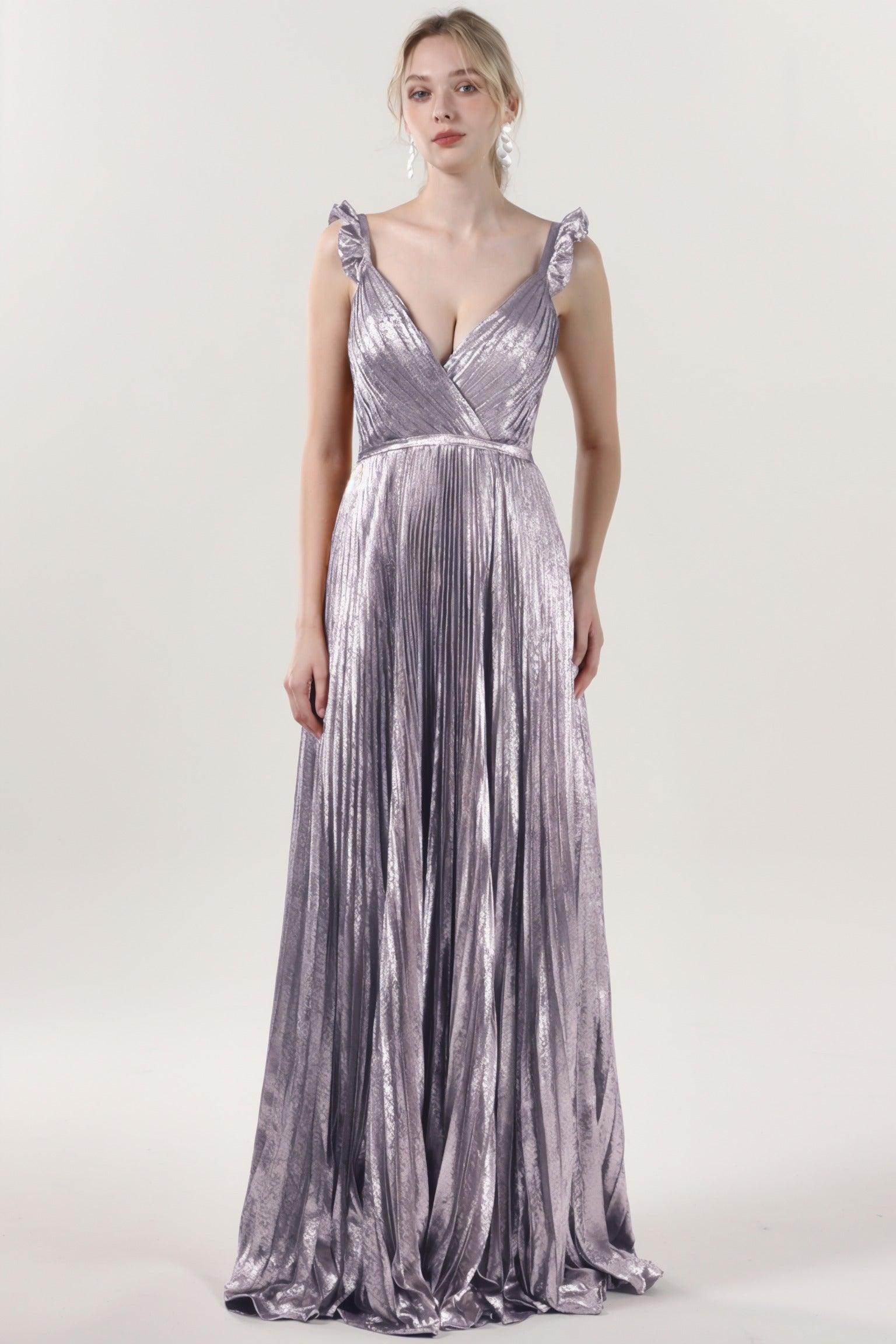 A-Line Maxi Metallic Formal Dress CS0655