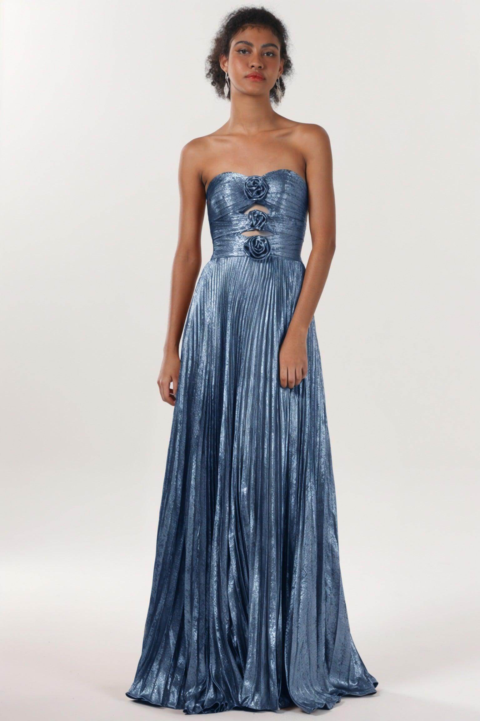 A-Line Maxi Metallic Formal Dress CS0656