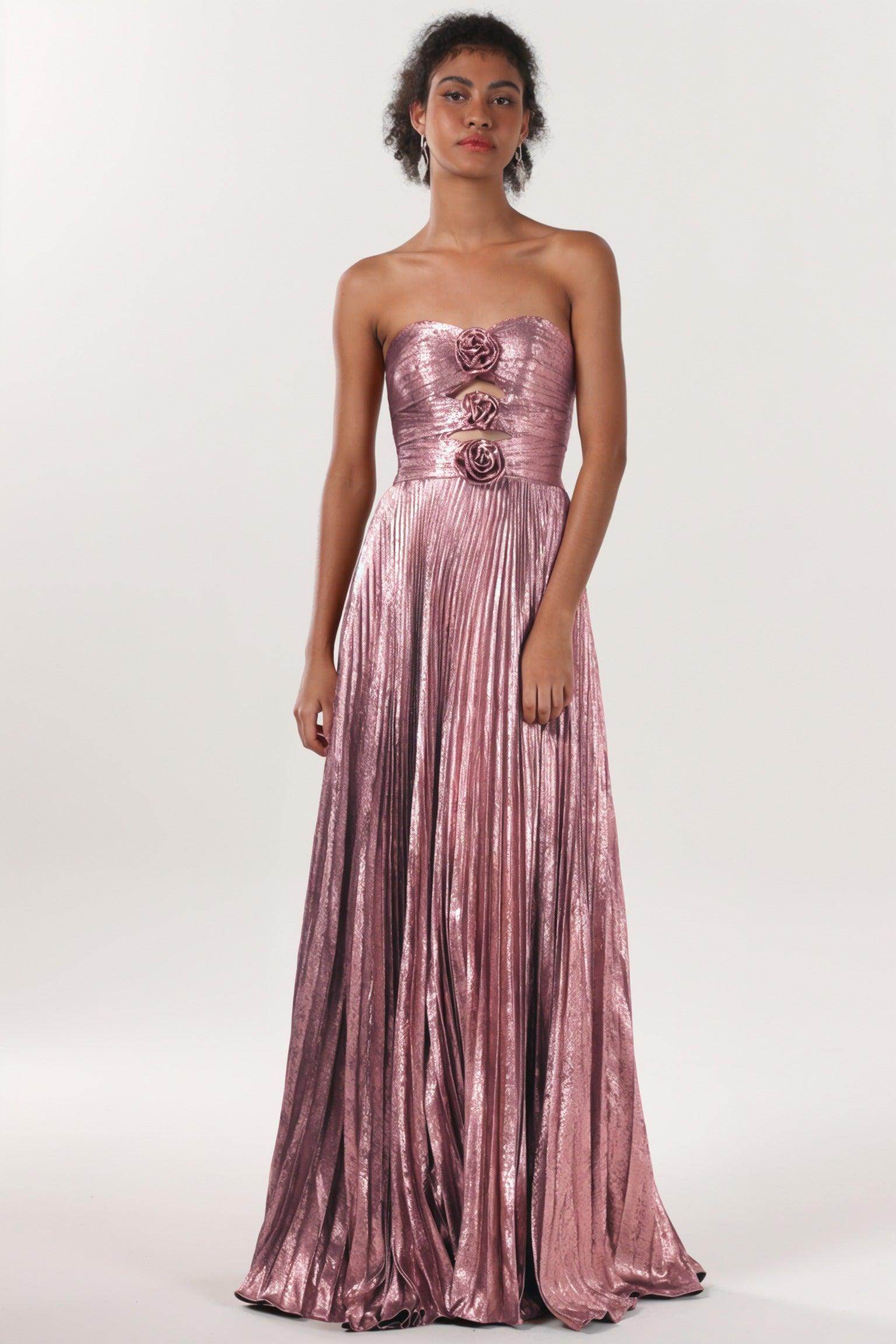 A-Line Maxi Metallic Formal Dress CS0656