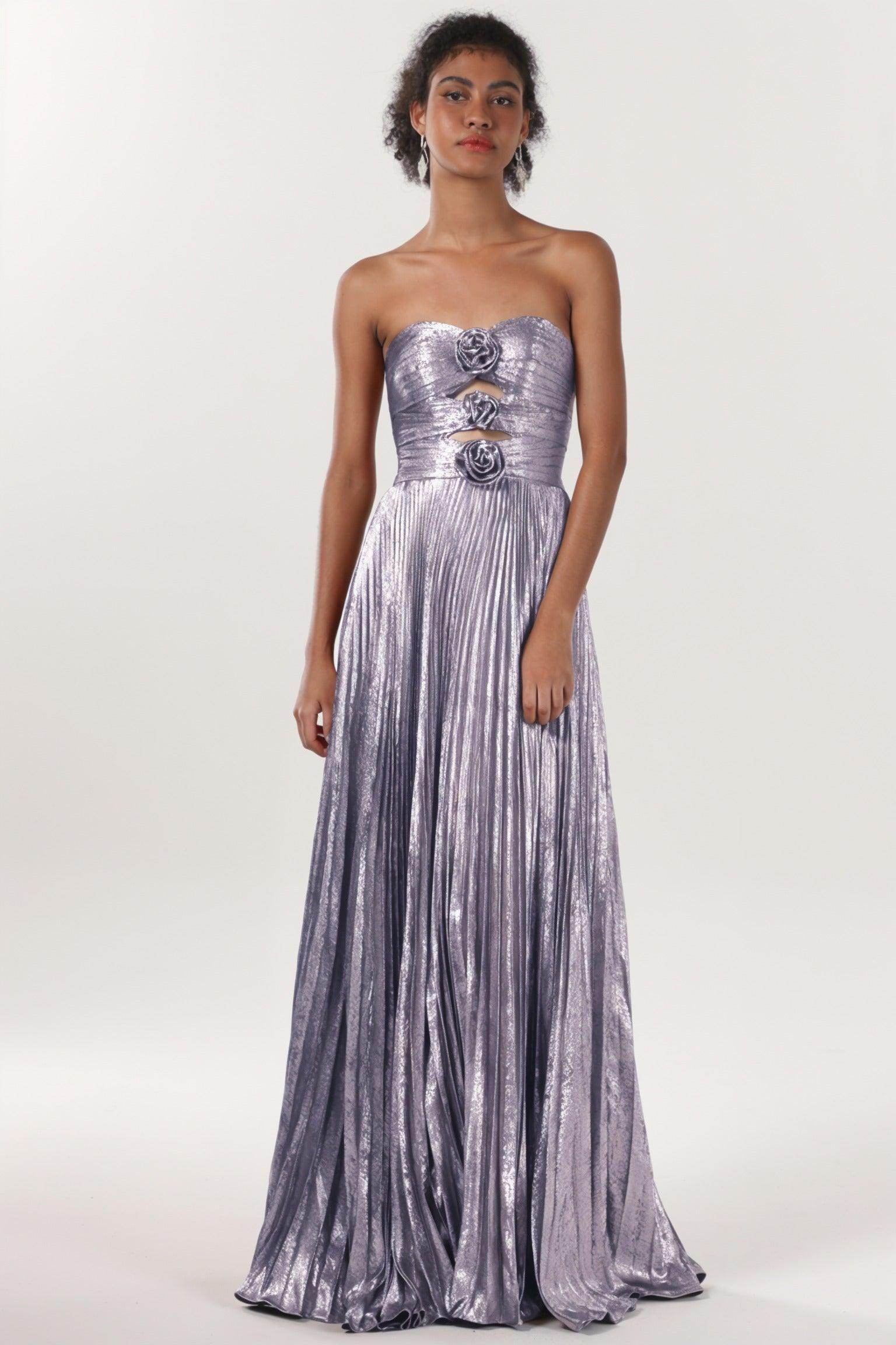 A-Line Maxi Metallic Formal Dress CS0656